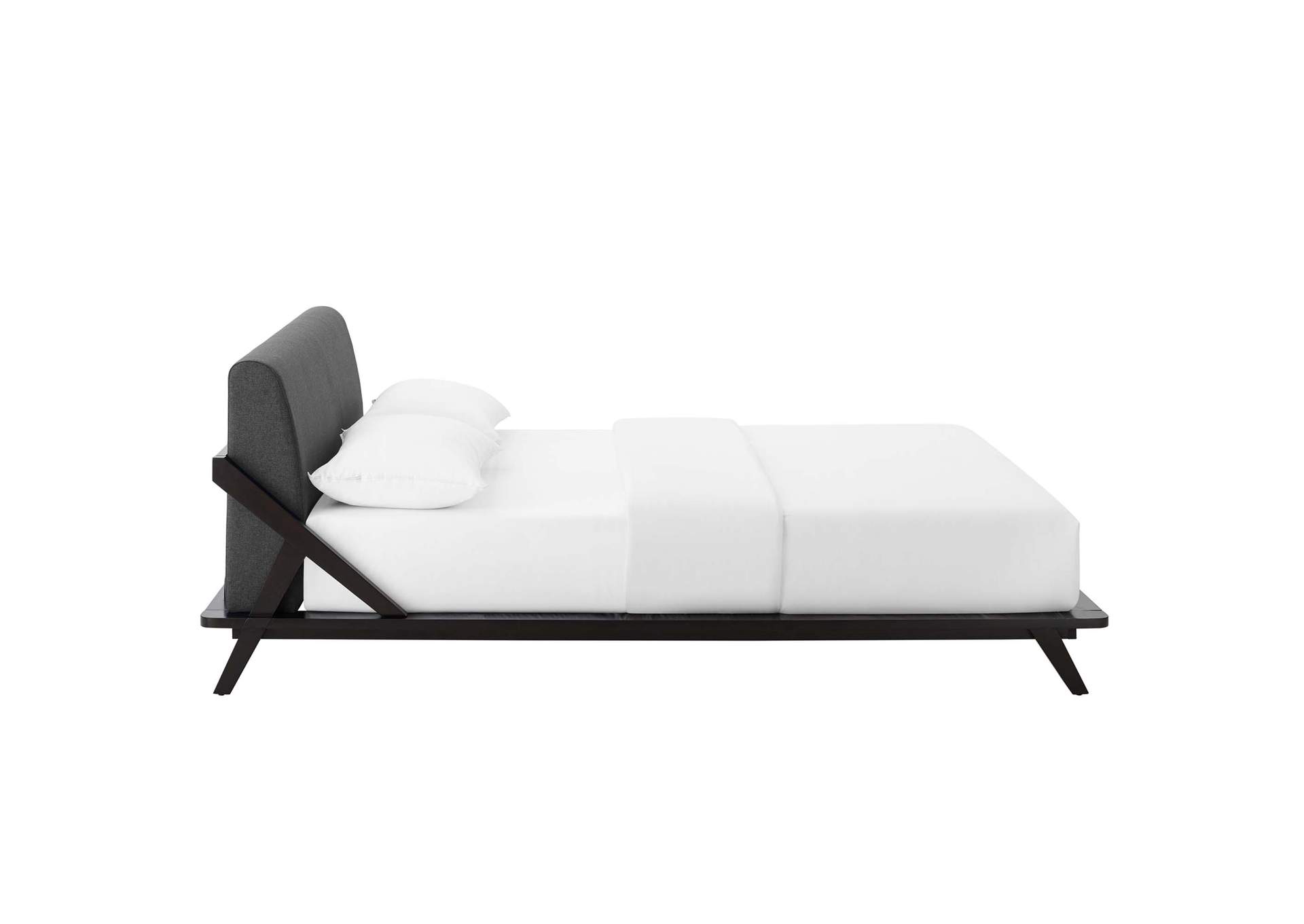 Cappuccino Gray Luella Queen Upholstered Fabric Platform Bed,Modway