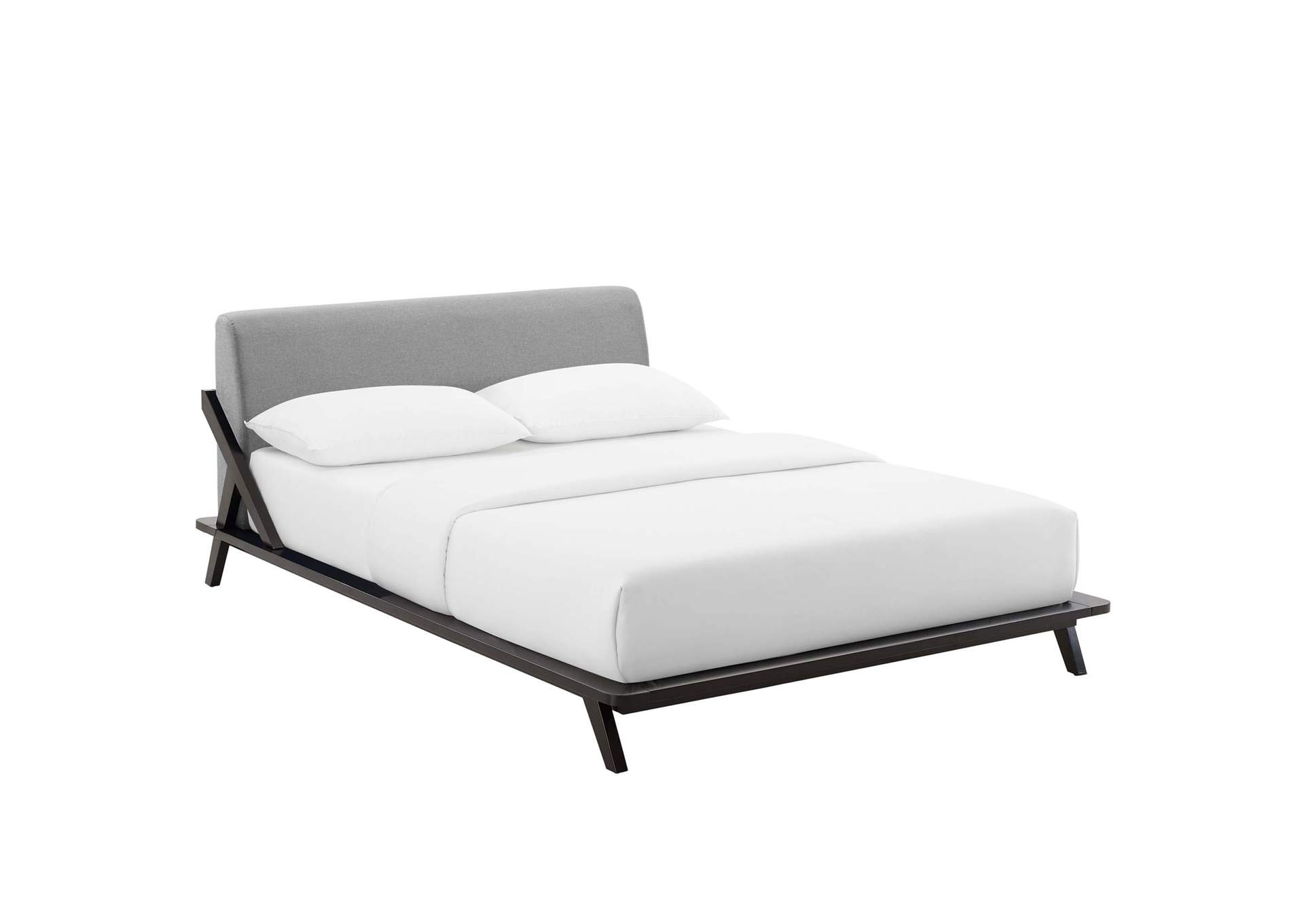 Cappuccino Light Gray Luella Queen Upholstered Fabric Platform Bed,Modway