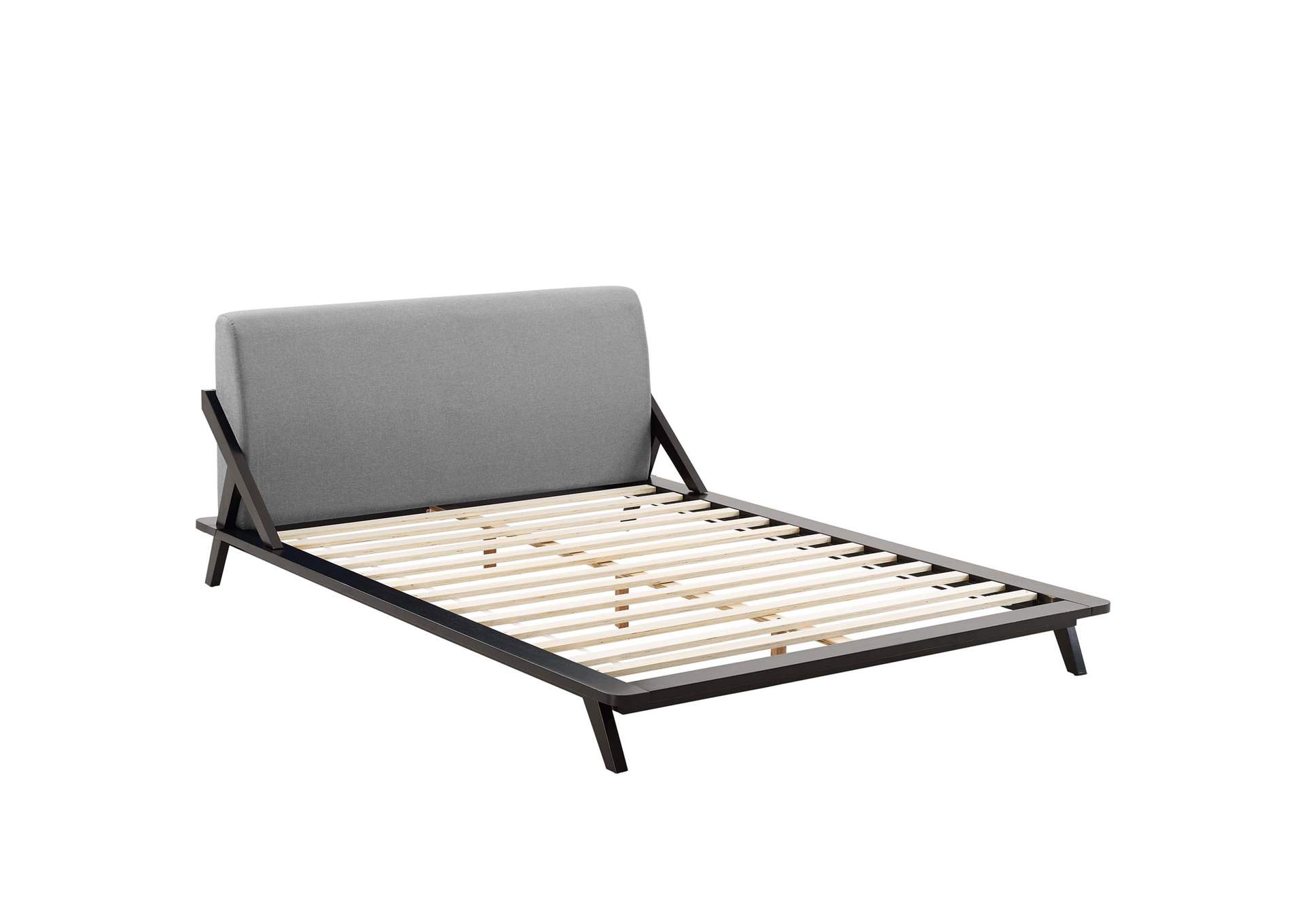 Cappuccino Light Gray Luella Queen Upholstered Fabric Platform Bed,Modway