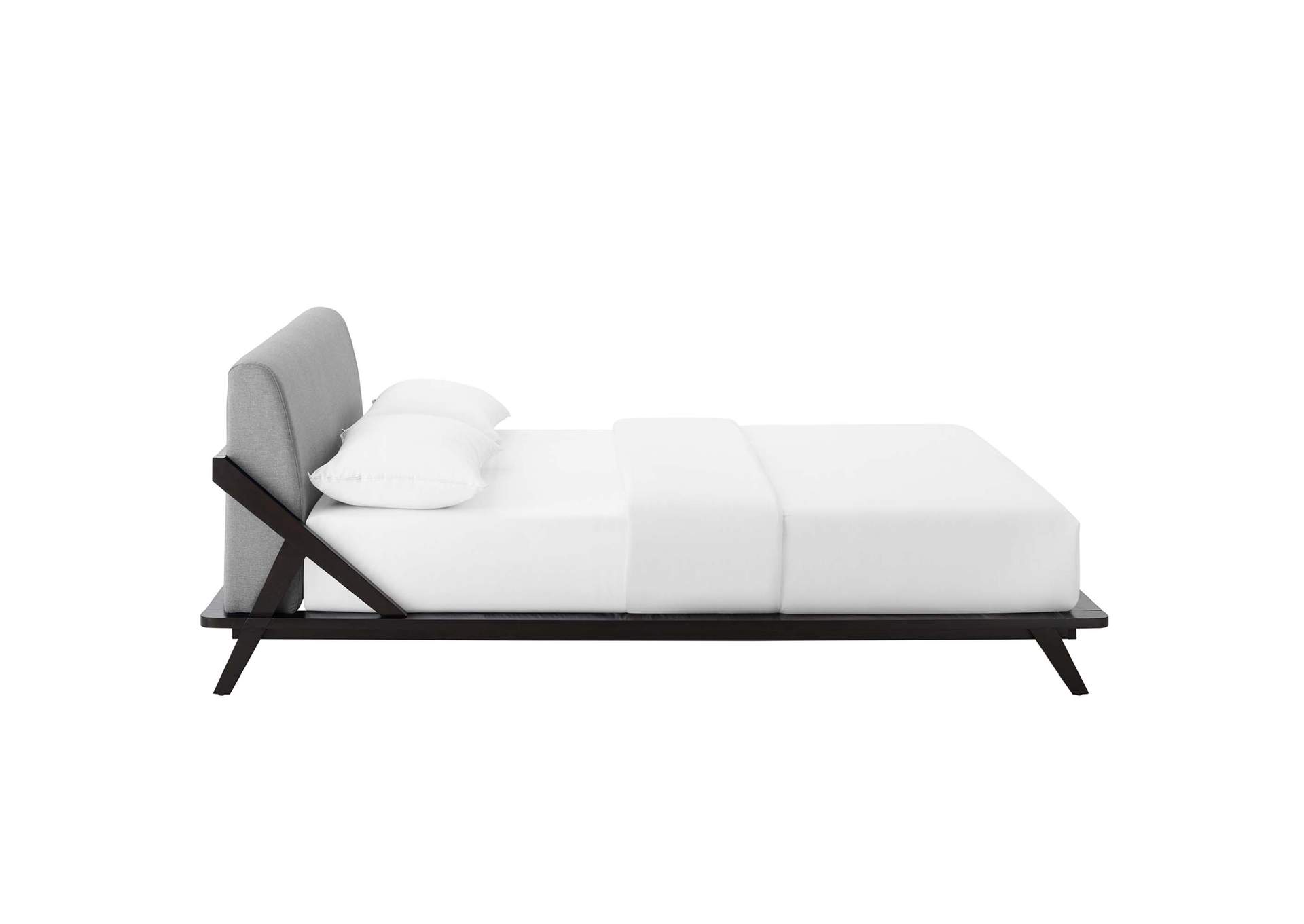 Cappuccino Light Gray Luella Queen Upholstered Fabric Platform Bed,Modway