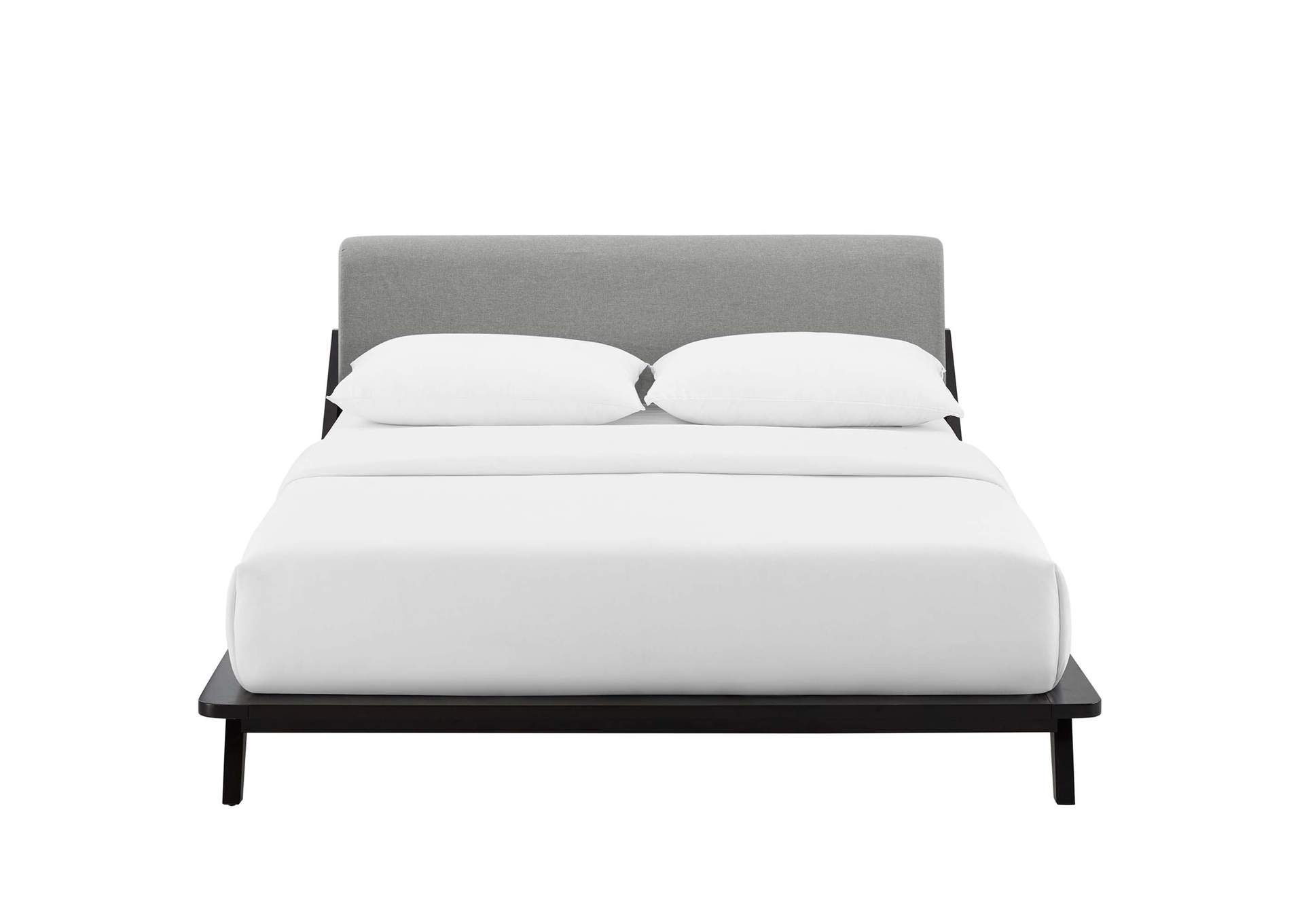 Cappuccino Light Gray Luella Queen Upholstered Fabric Platform Bed,Modway