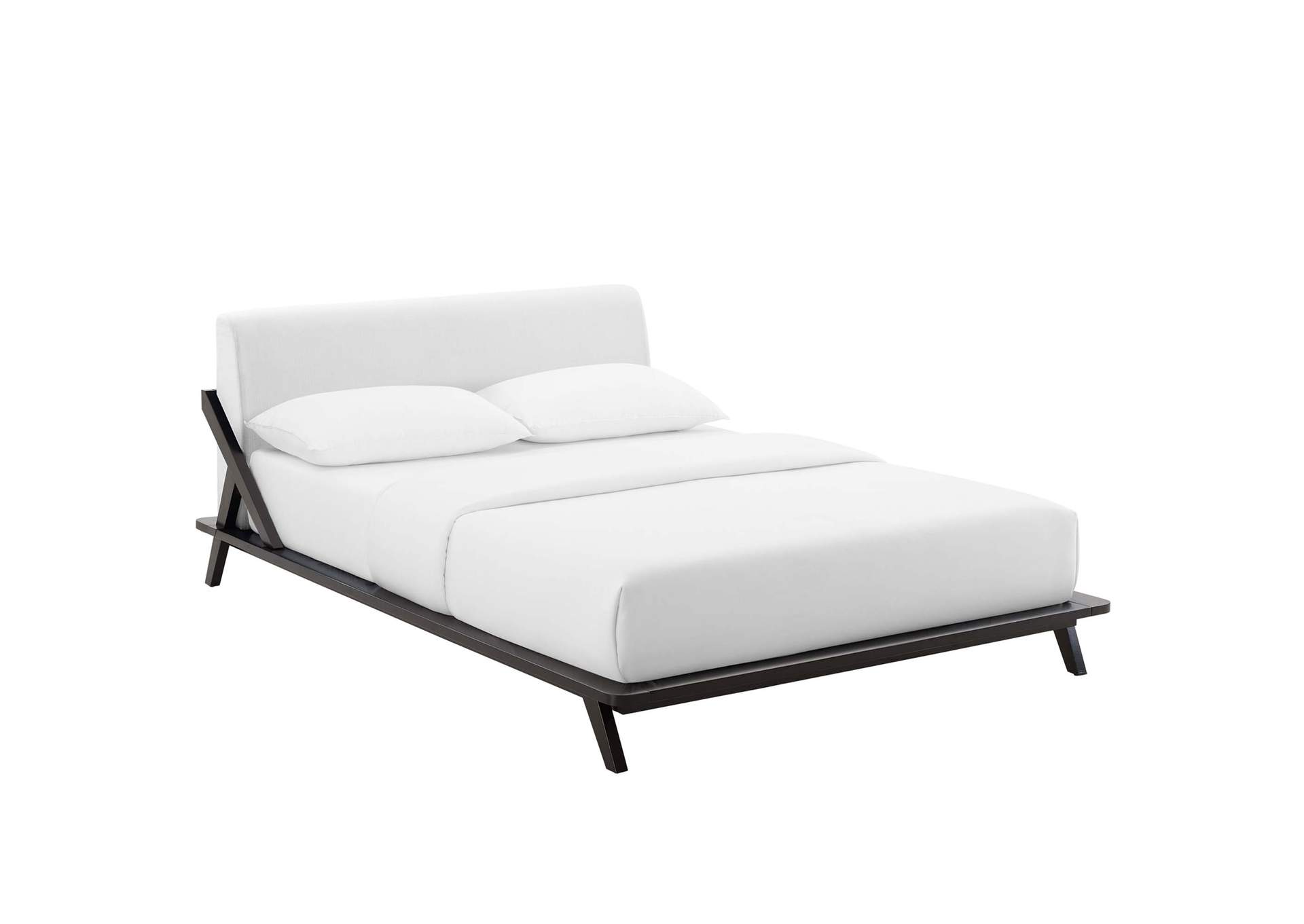 Cappuccino White Luella Queen Upholstered Fabric Platform Bed,Modway