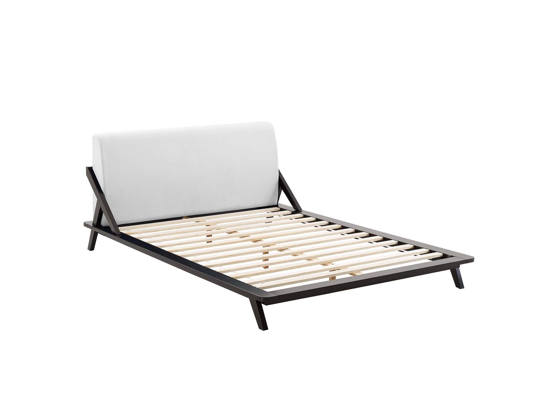Cappuccino White Luella Queen Upholstered Fabric Platform Bed,Modway