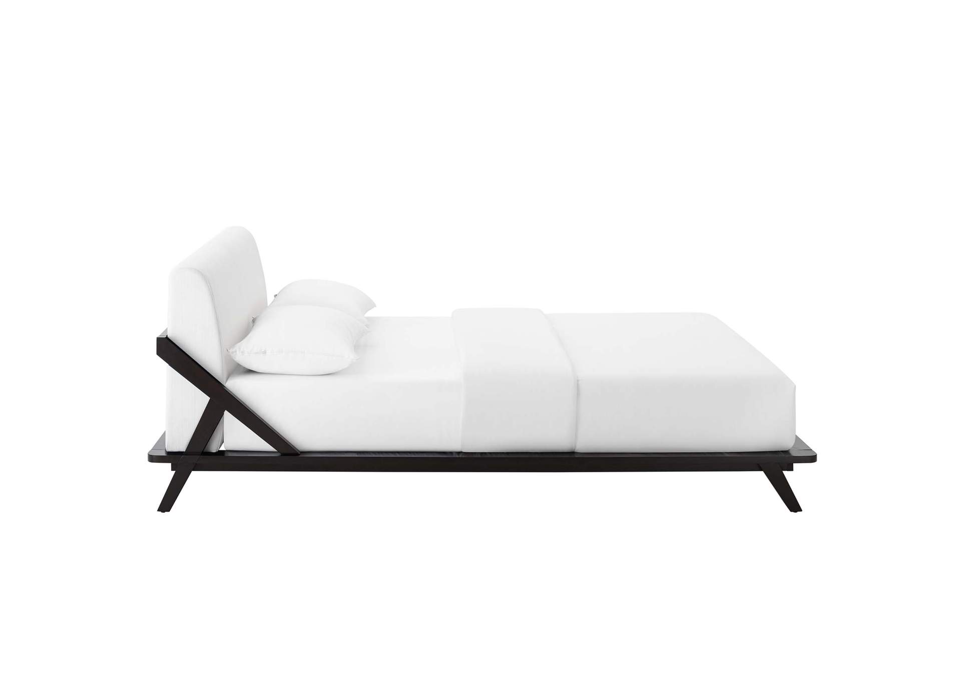 Cappuccino White Luella Queen Upholstered Fabric Platform Bed,Modway