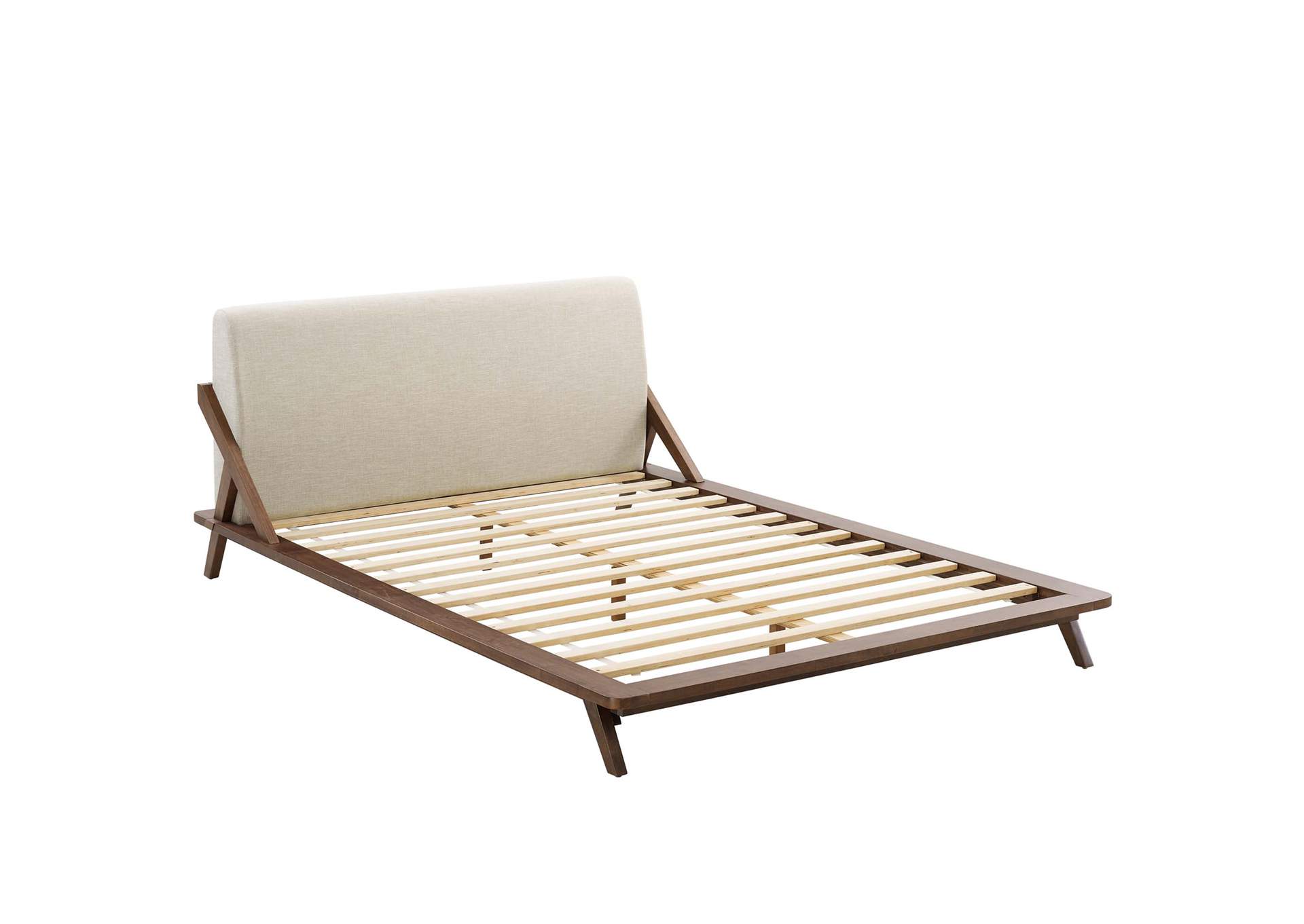 Walnut Beige Luella Queen Upholstered Fabric Platform Bed,Modway