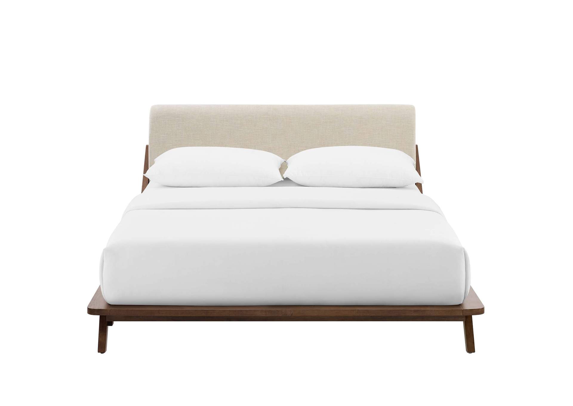 Walnut Beige Luella Queen Upholstered Fabric Platform Bed,Modway