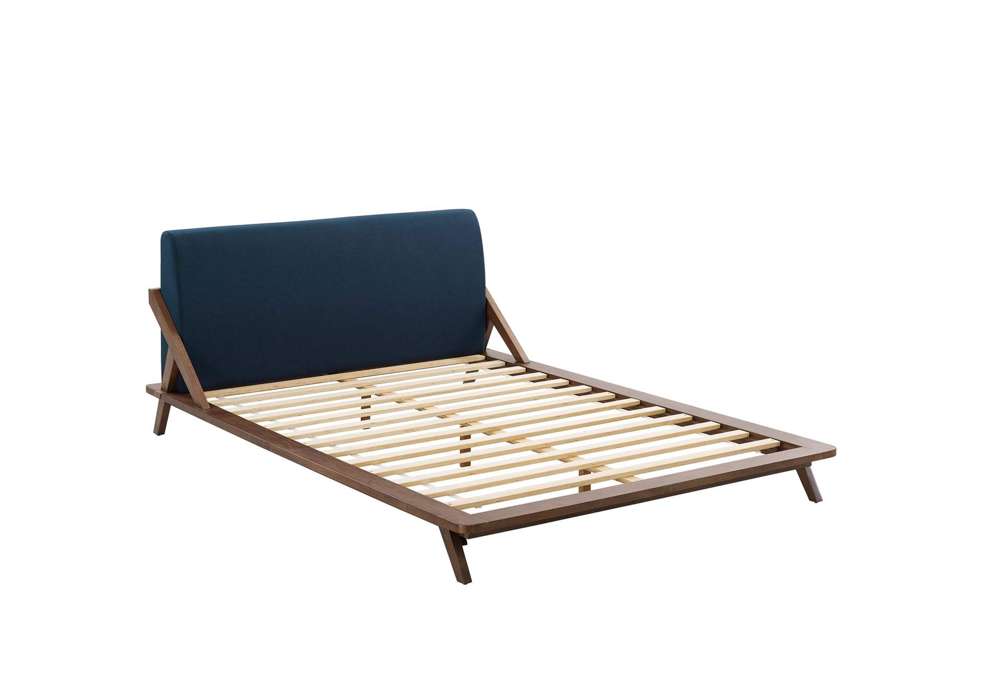 Walnut Blue Luella Queen Upholstered Fabric Platform Bed,Modway