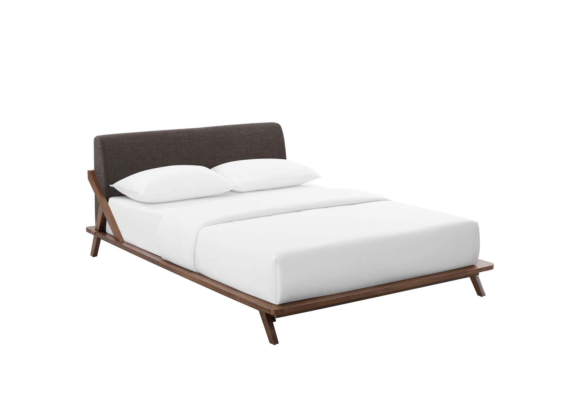 Walnut Brown Luella Queen Upholstered Fabric Platform Bed,Modway
