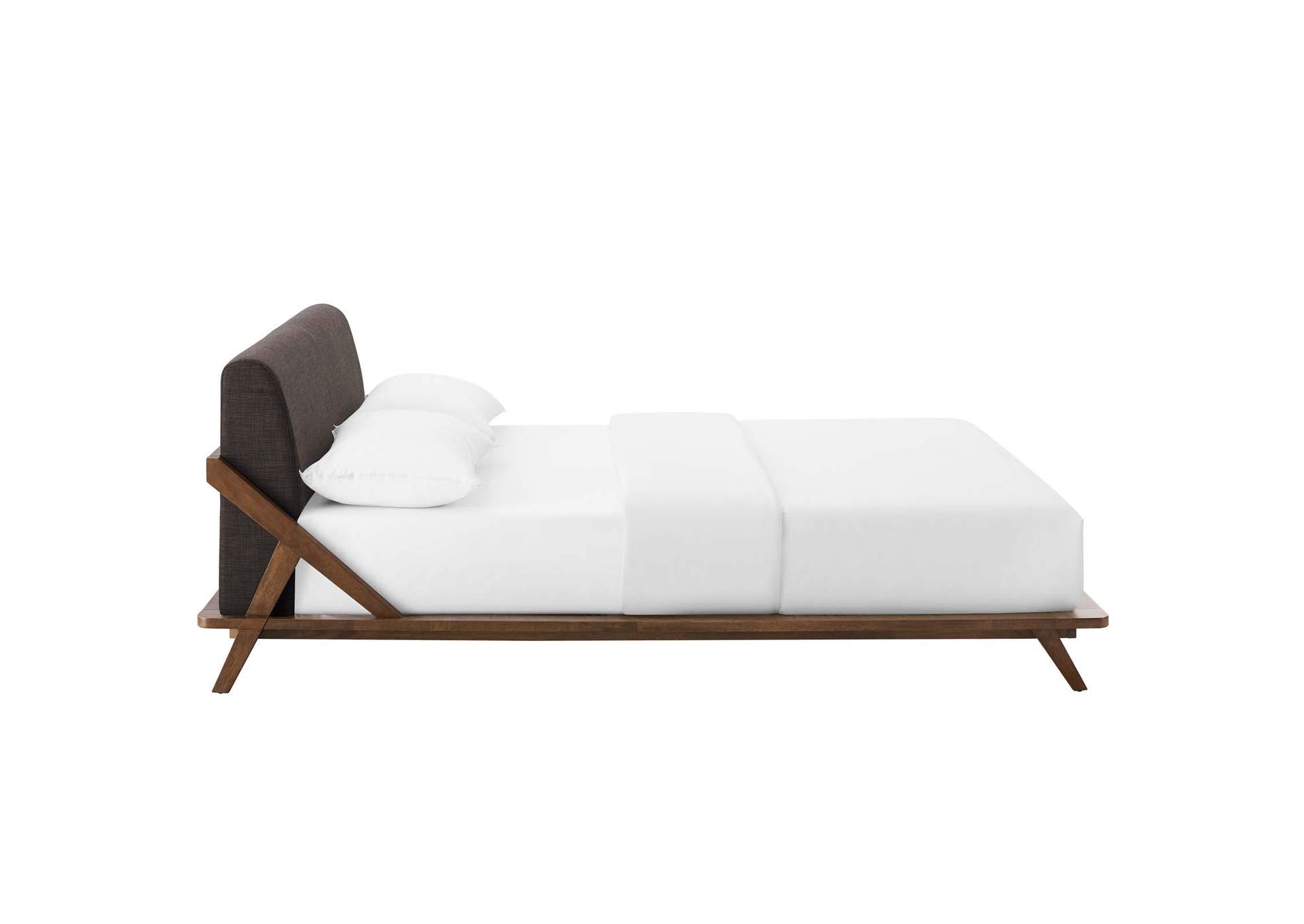Walnut Brown Luella Queen Upholstered Fabric Platform Bed,Modway