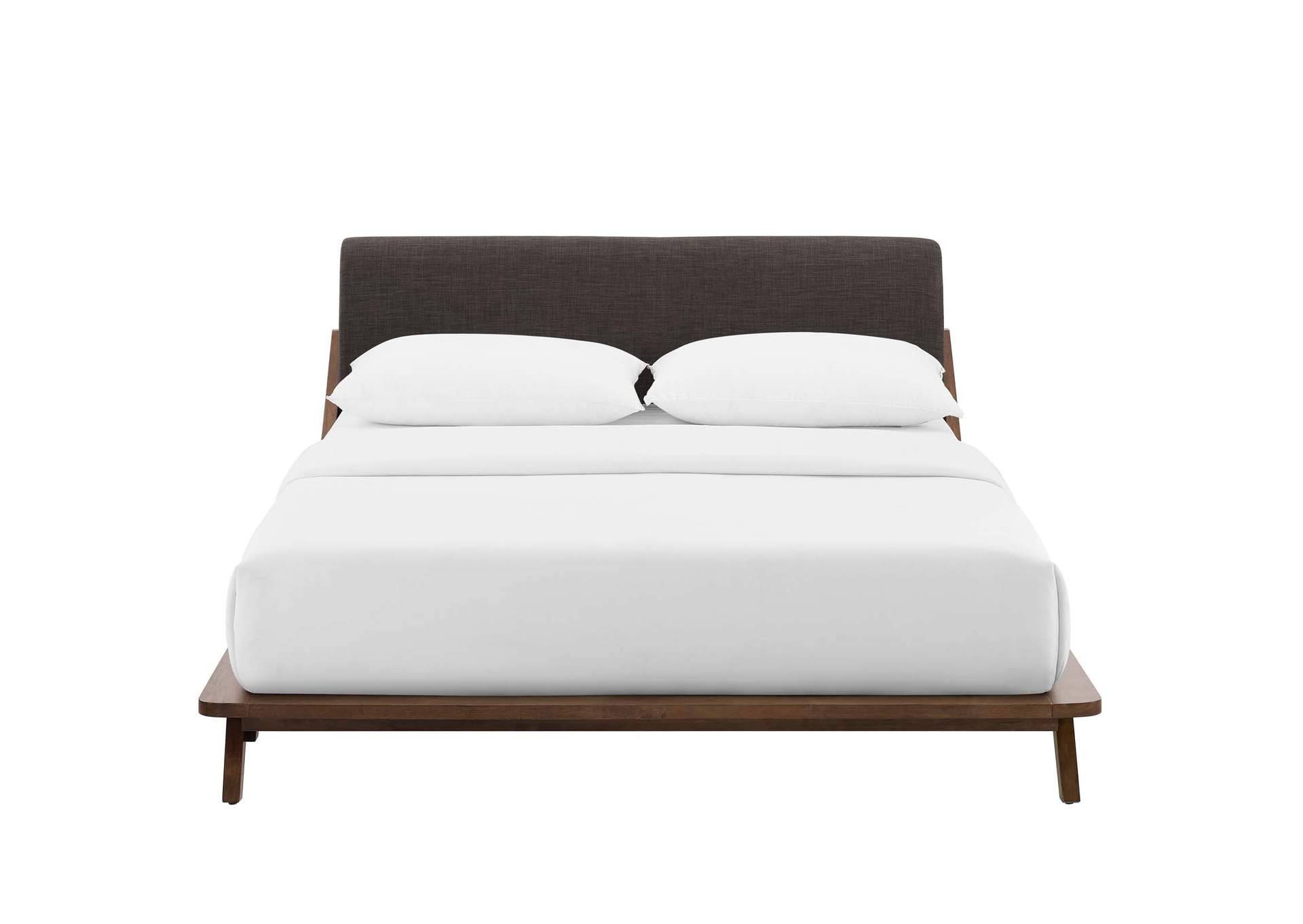 Walnut Brown Luella Queen Upholstered Fabric Platform Bed,Modway