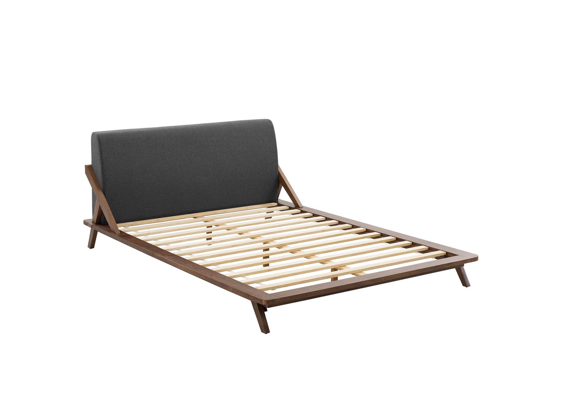 Walnut Gray Luella Queen Upholstered Fabric Platform Bed,Modway