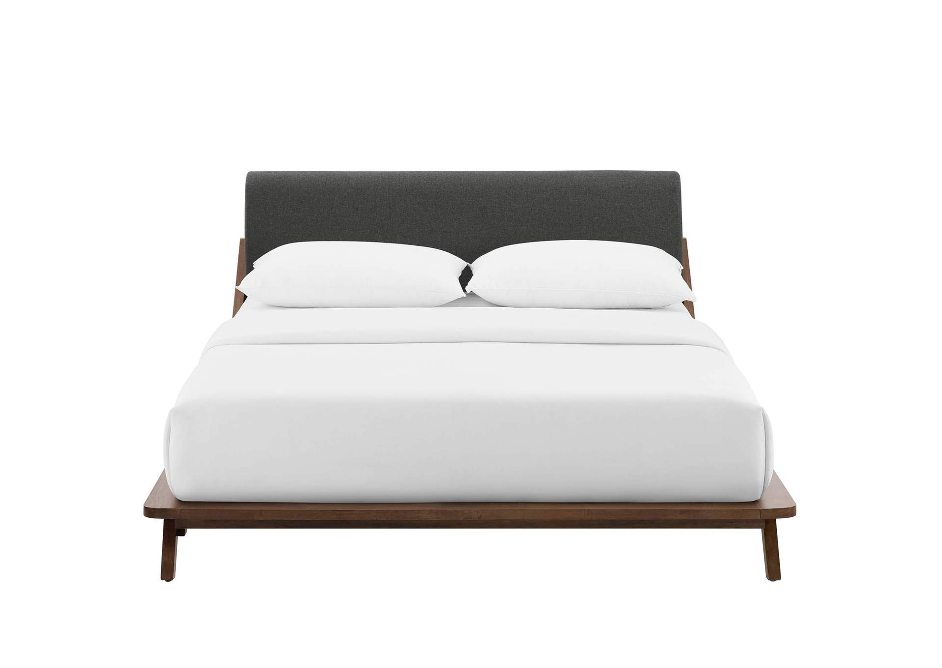 Walnut Gray Luella Queen Upholstered Fabric Platform Bed,Modway