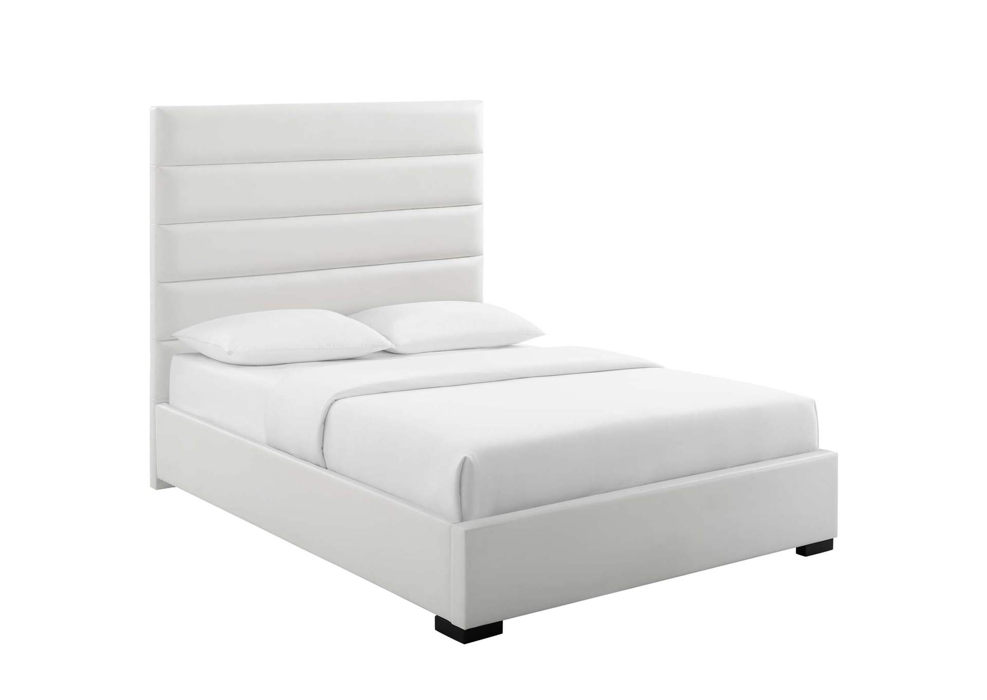 White Genevieve Queen Faux Leather Platform Bed,Modway