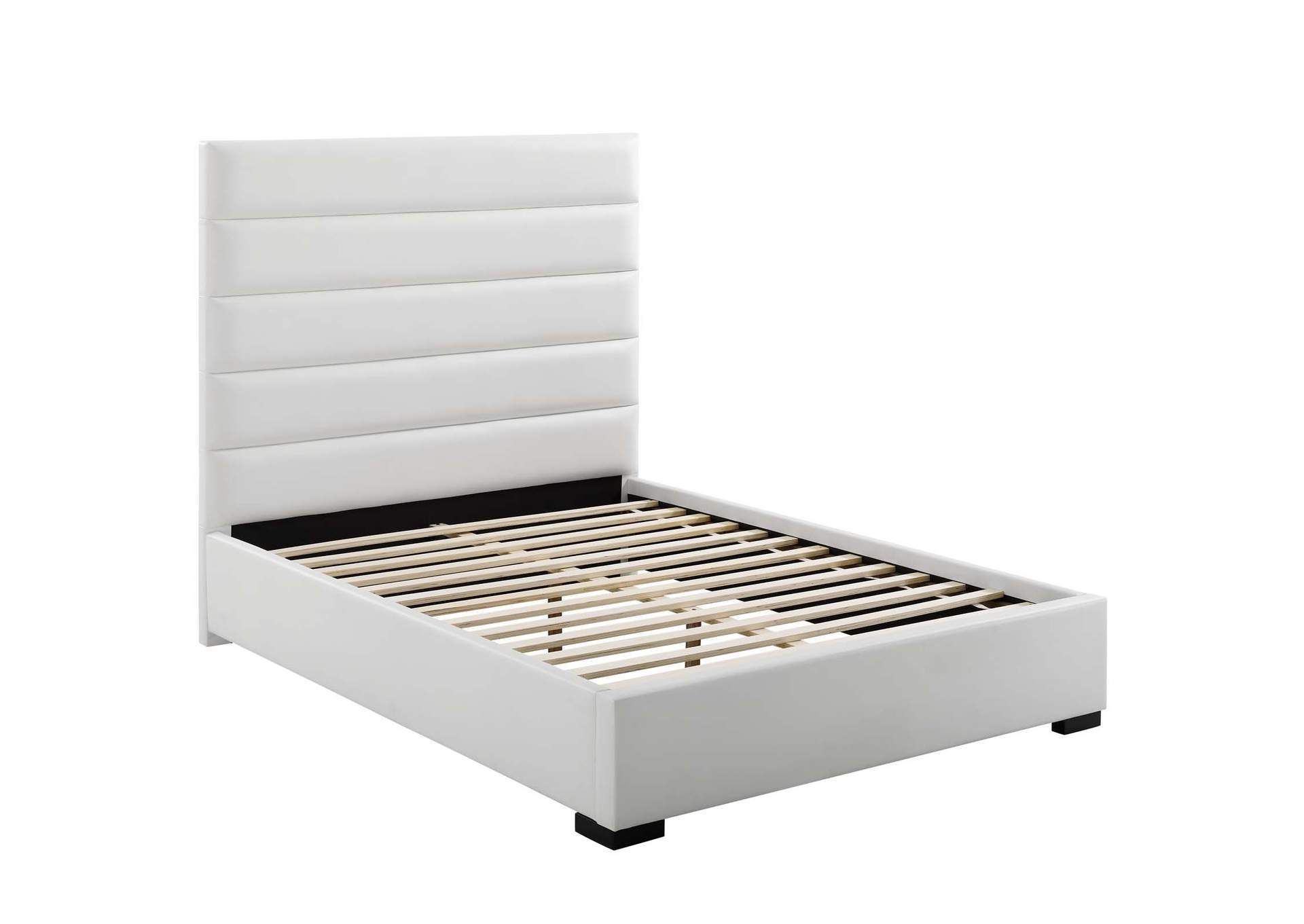 White Genevieve Queen Faux Leather Platform Bed,Modway