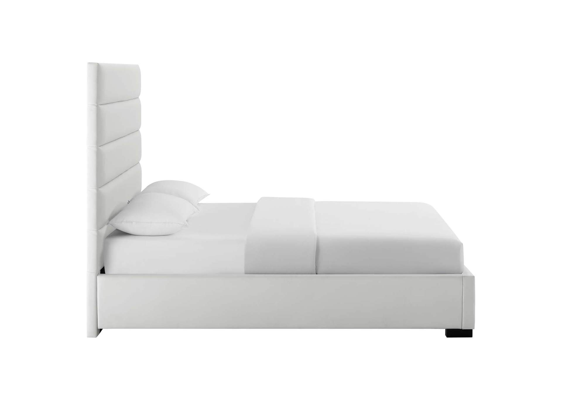 White Genevieve Queen Faux Leather Platform Bed,Modway