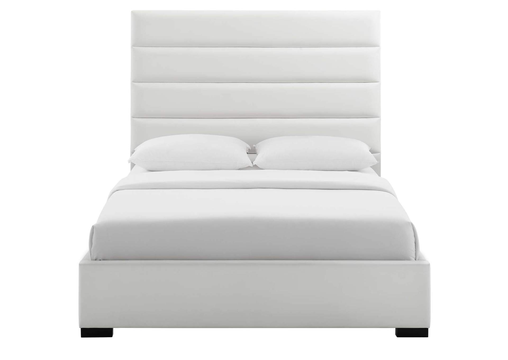 White Genevieve Queen Faux Leather Platform Bed,Modway