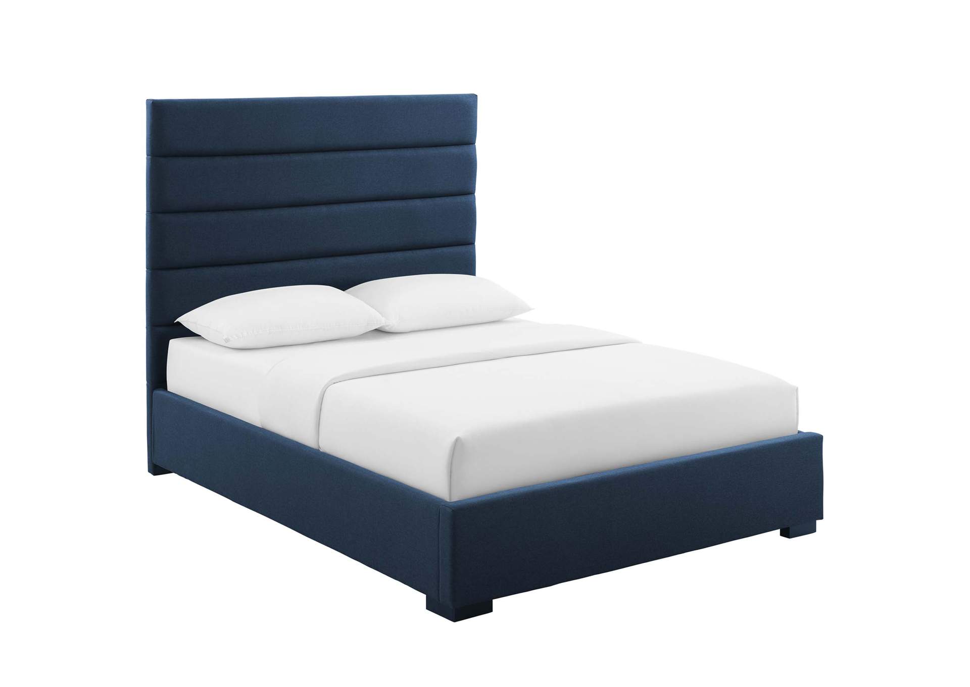 Blue Genevieve Queen Upholstered Fabric Platform Bed,Modway