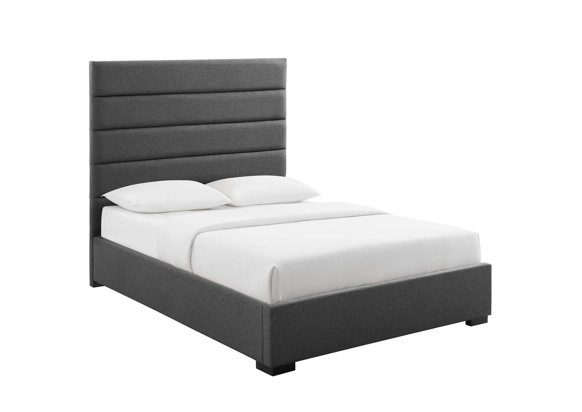 Gray Genevieve Queen Upholstered Fabric Platform Bed,Modway
