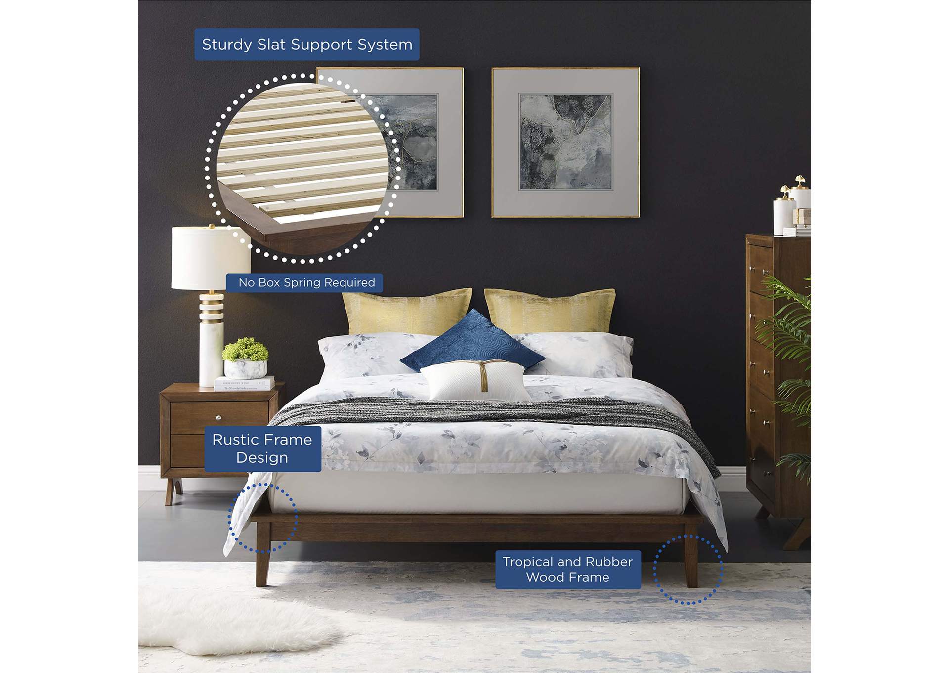 Cappuccino Lodge Queen Wood Platform Bed Frame,Modway