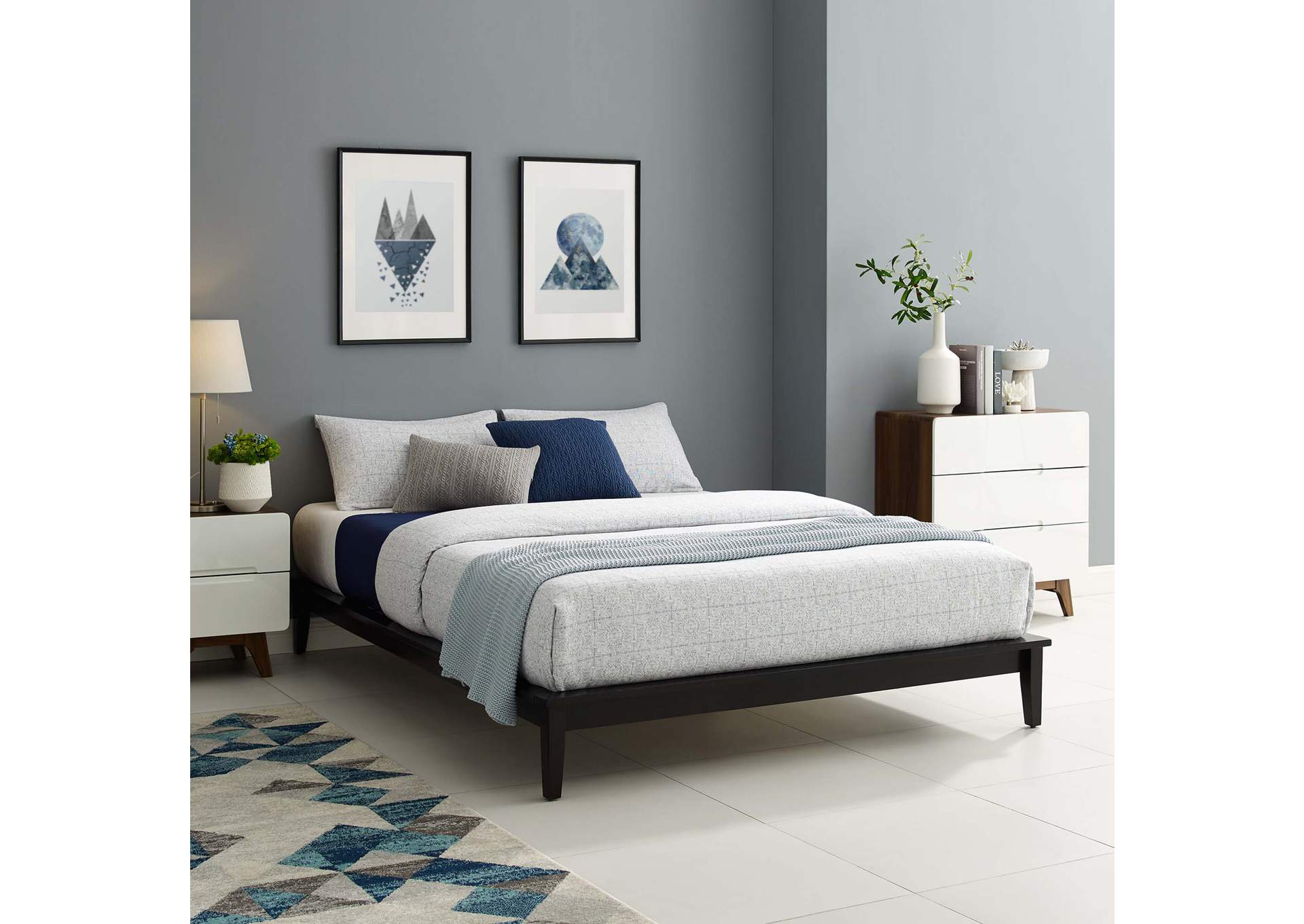 Cappuccino Lodge Queen Wood Platform Bed Frame,Modway