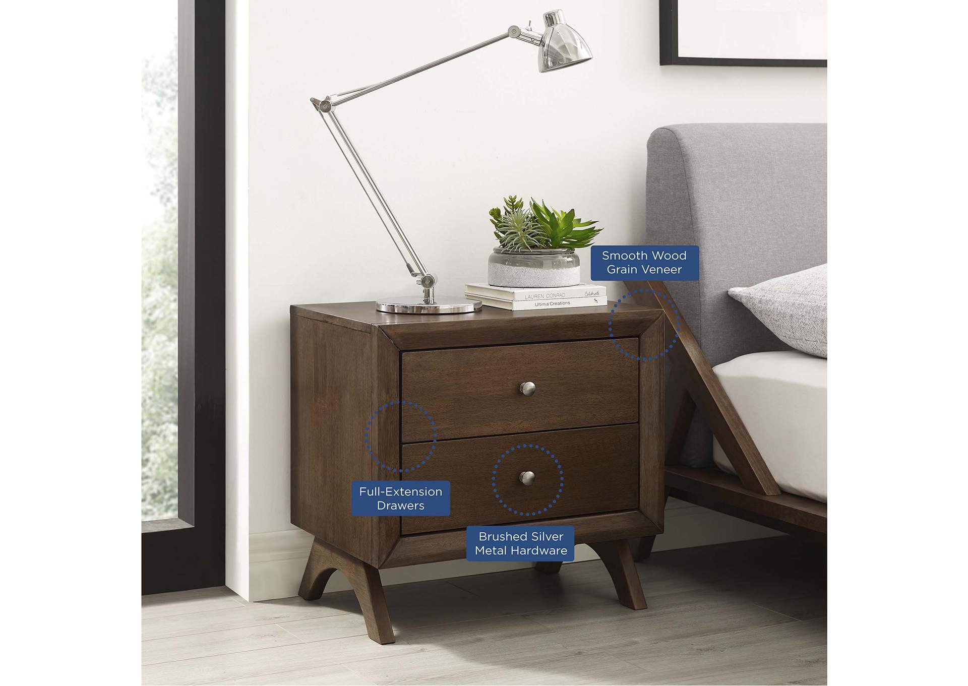 Cappuccino Providence Nightstand or End Table,Modway