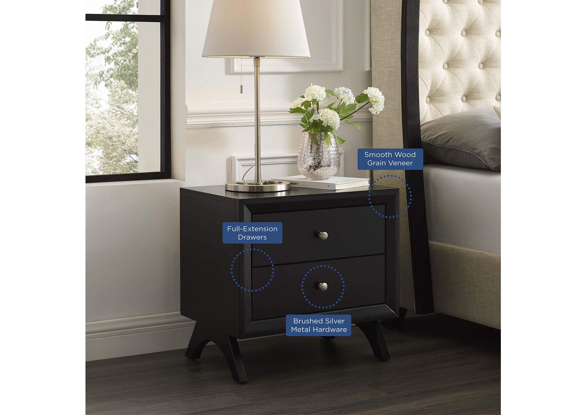 Walnut Providence Nightstand or End Table,Modway