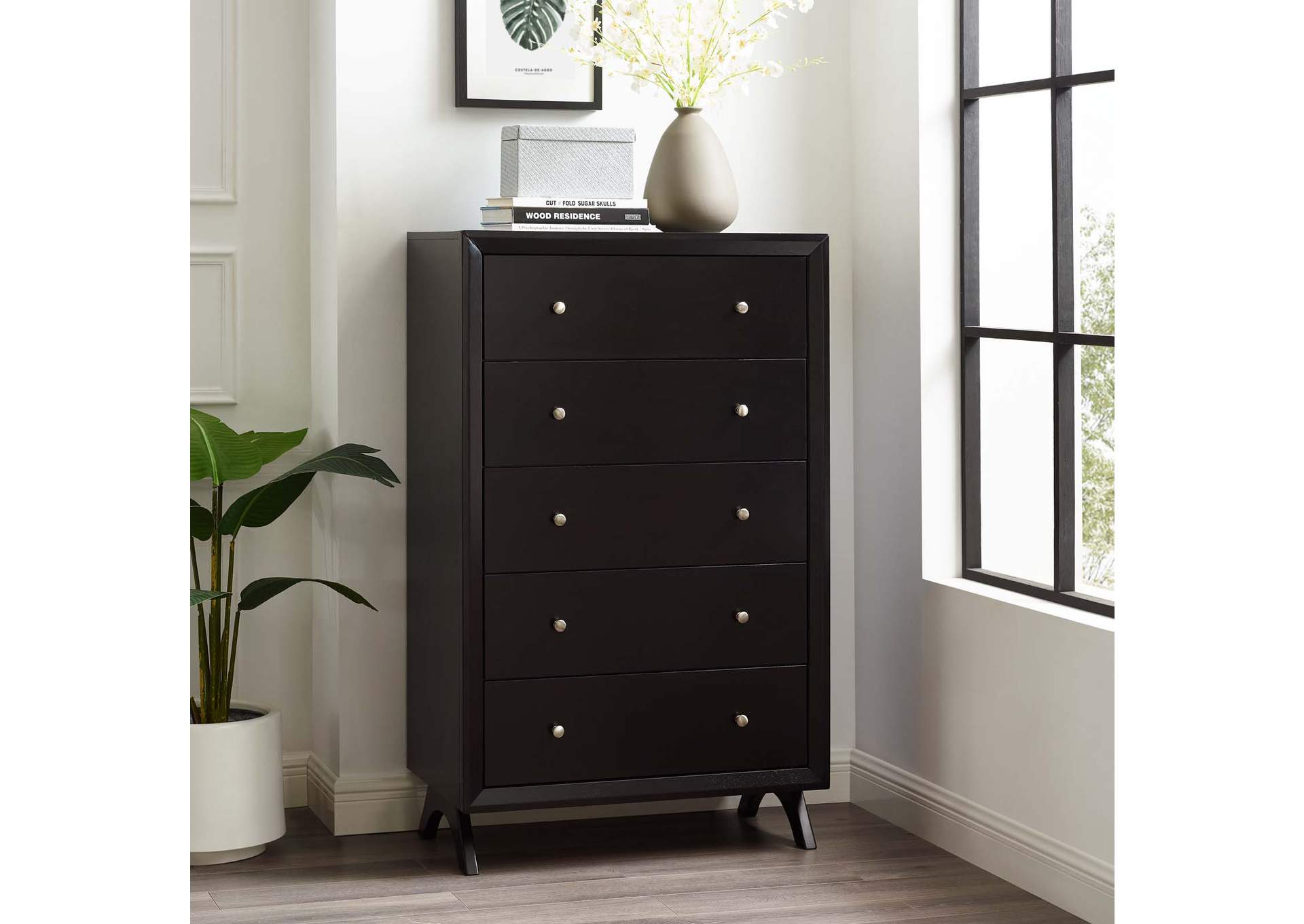 Cappuccino Providence Five-Drawer Chest or Stand,Modway