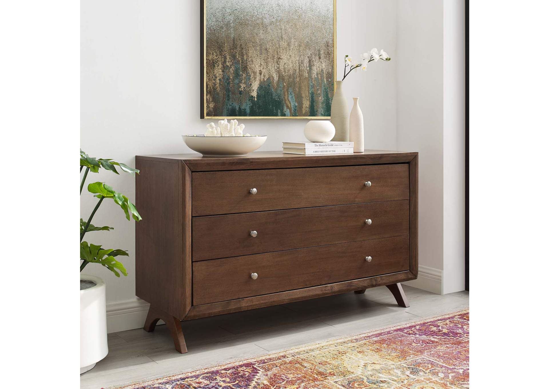 Walnut Providence Three-Drawer Dresser or Stand,Modway