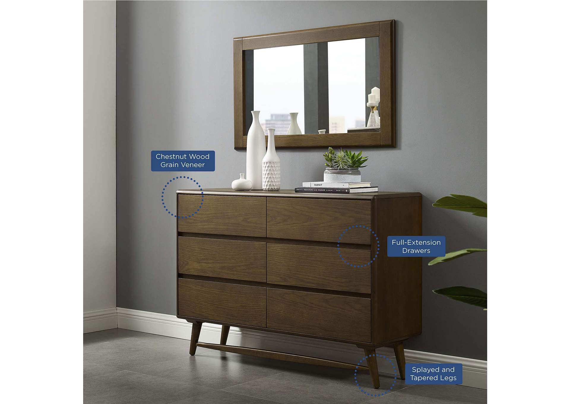 Chestnut Talwyn Wood Dresser,Modway