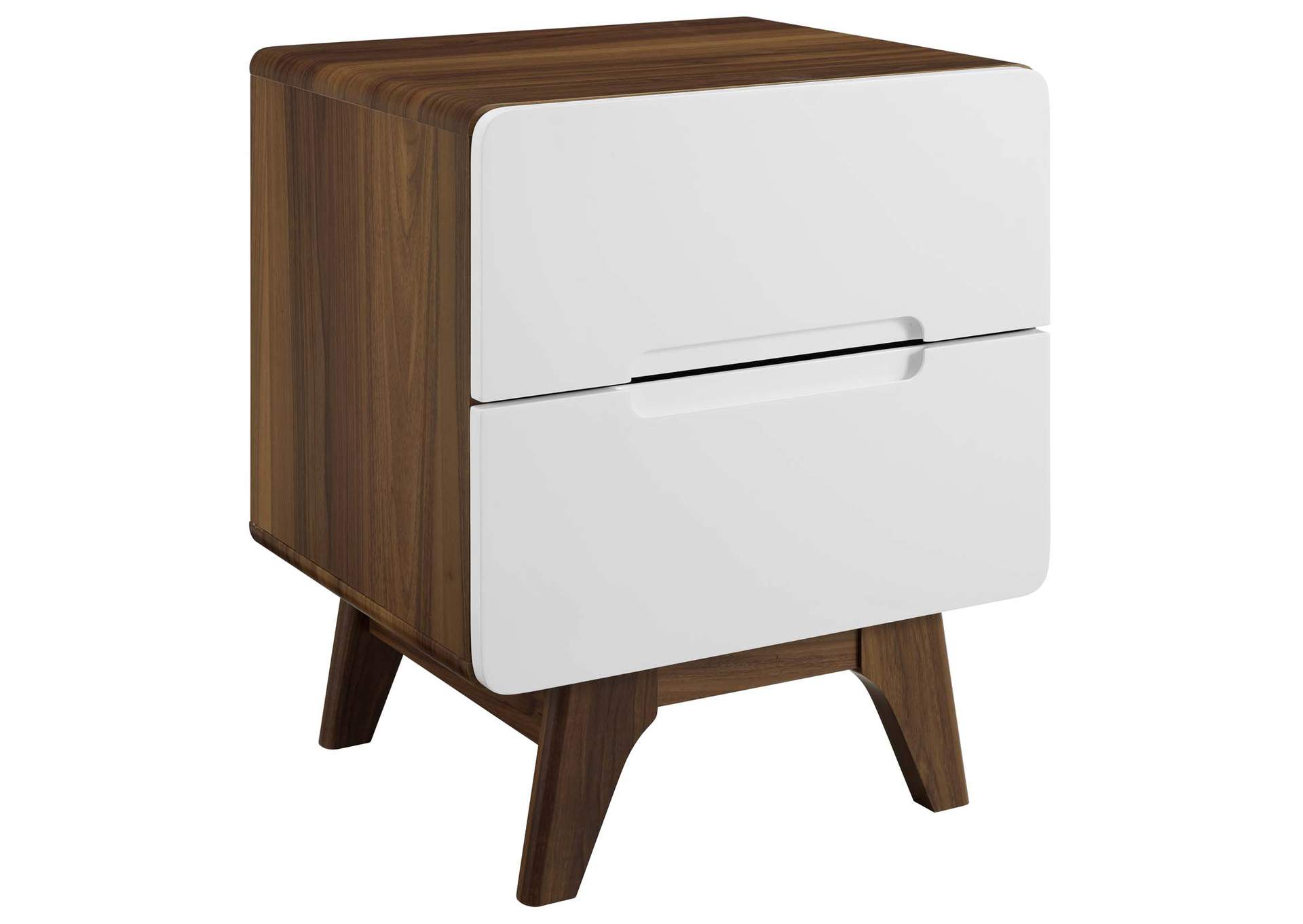 Walnut White Origin Wood Nightstand or End Table,Modway