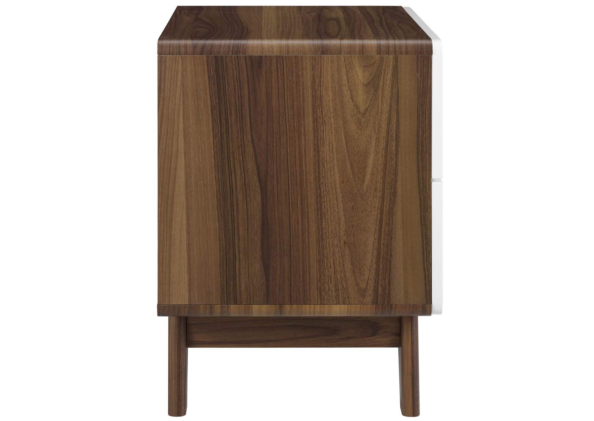 Walnut White Origin Wood Nightstand or End Table,Modway