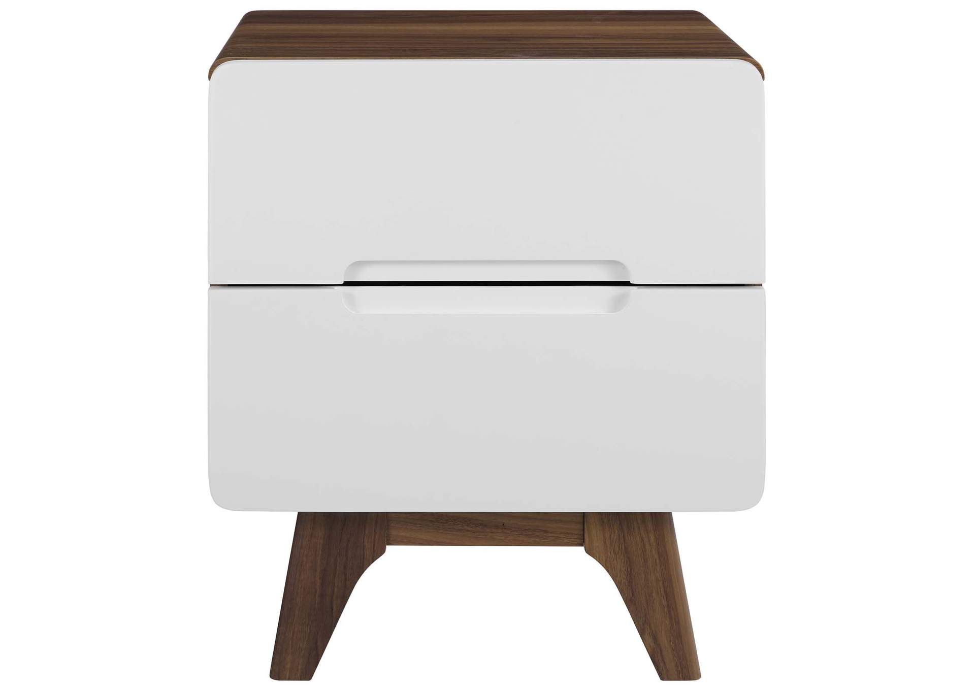 Walnut White Origin Wood Nightstand or End Table,Modway