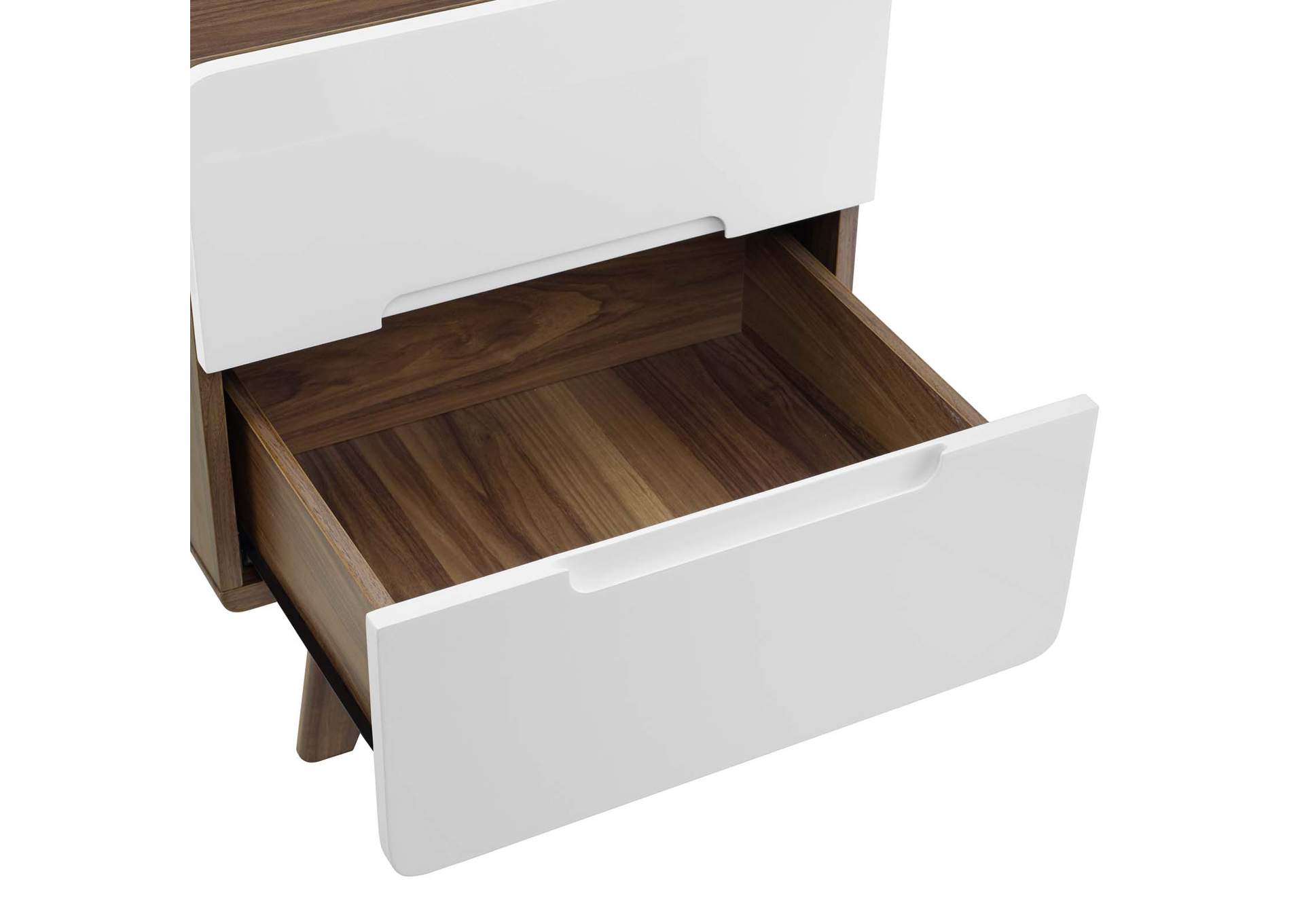 Walnut White Origin Wood Nightstand or End Table,Modway
