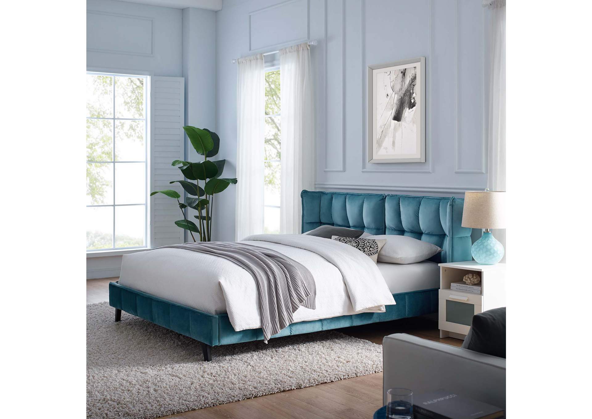 Sea Makenna Queen Performance Velvet Platform Bed,Modway