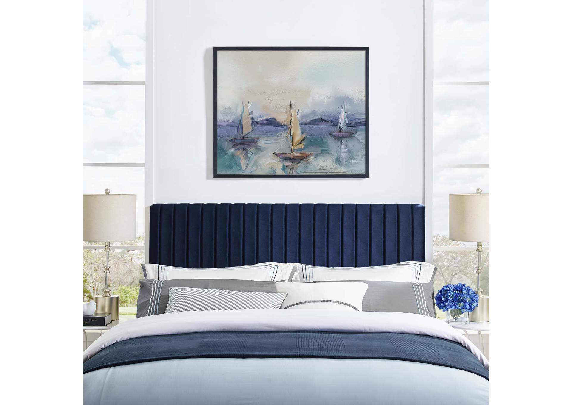 Keira Midnight Blue Full / Queen Performance Velvet Headboard,Modway