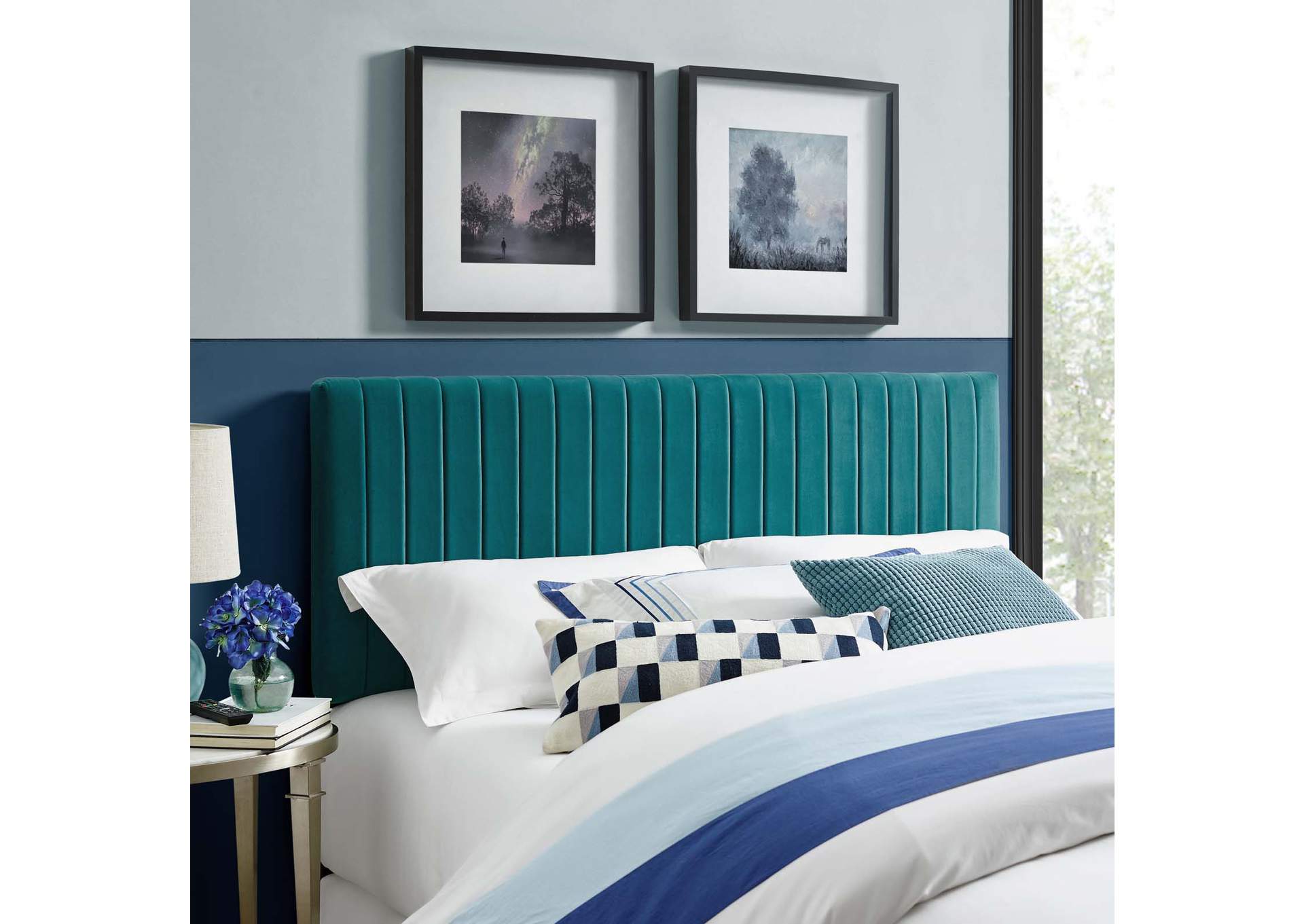 Keira Teal Full / Queen Performance Velvet Headboard,Modway