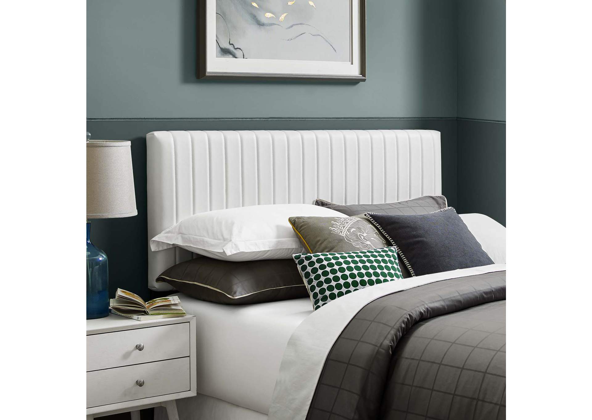 Keira White Full / Queen Faux Leather Headboard,Modway