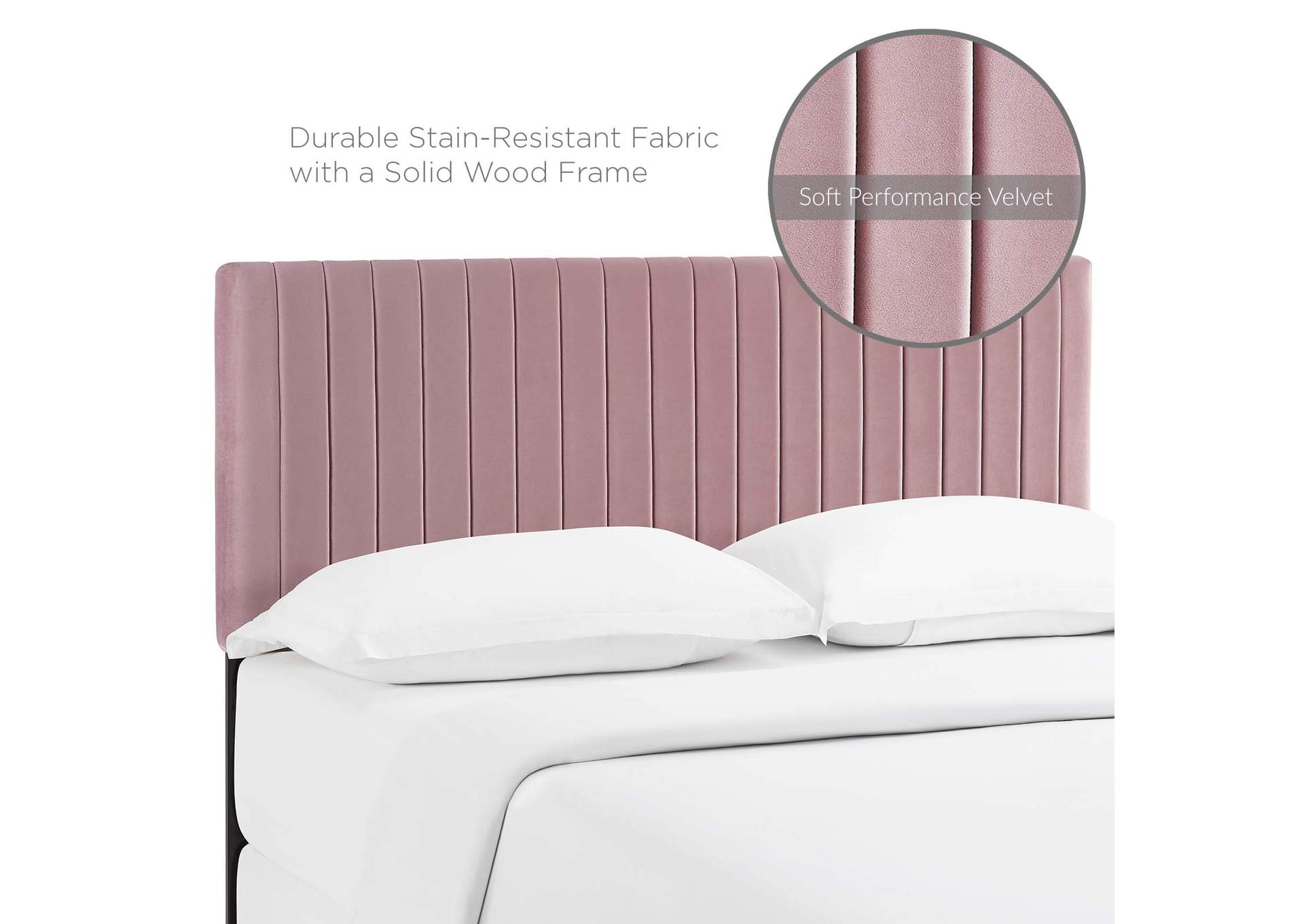 Keira Dusty Rose King/California King Performance Velvet Headboard,Modway