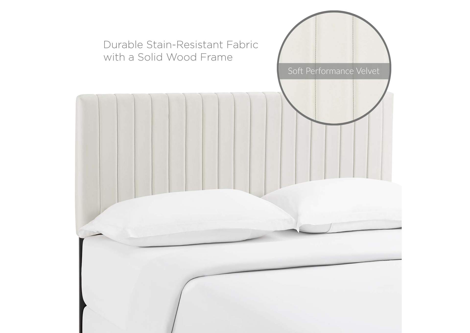 Keira Ivory King/California King Performance Velvet Headboard,Modway
