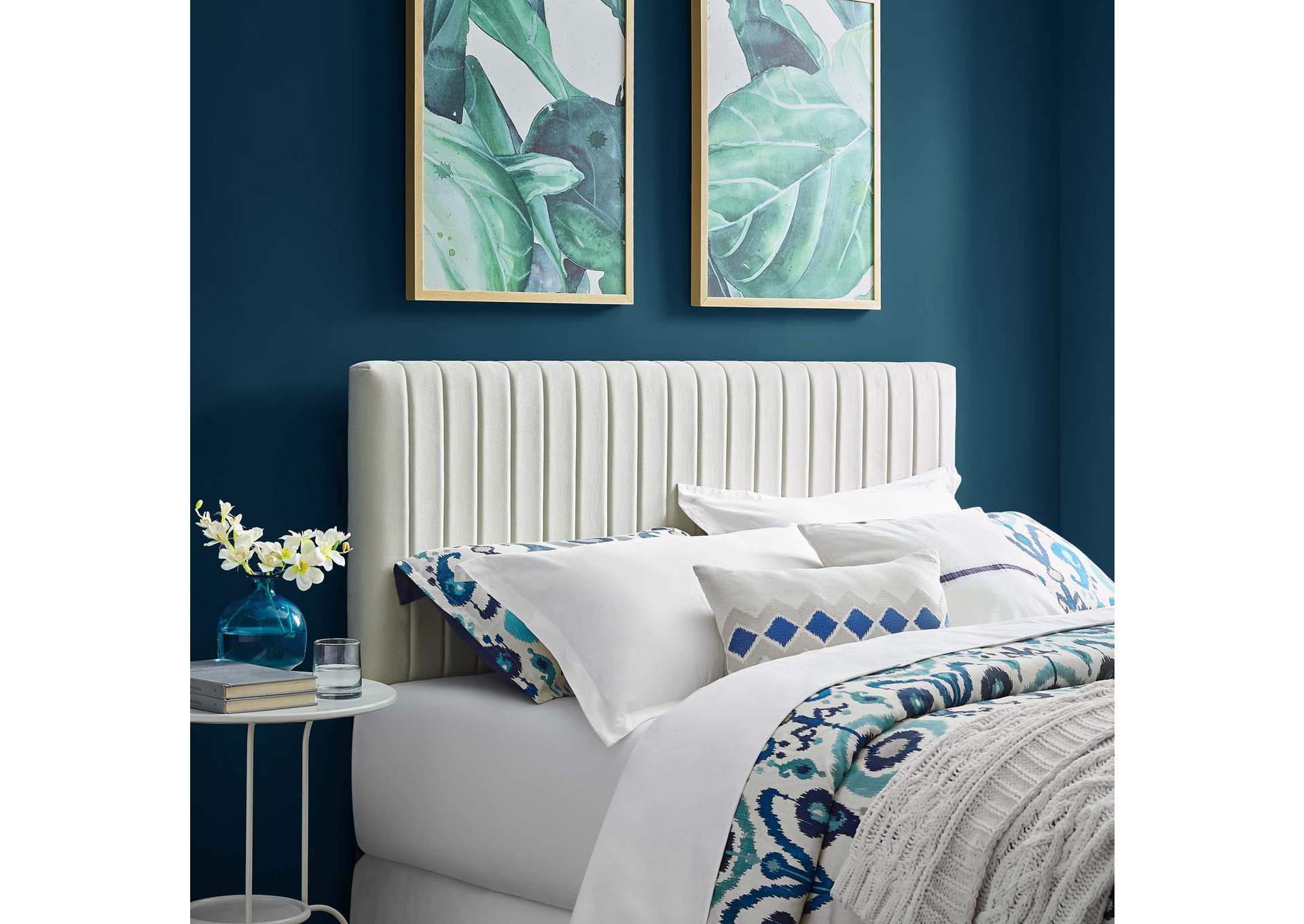 Keira Ivory King/California King Performance Velvet Headboard,Modway
