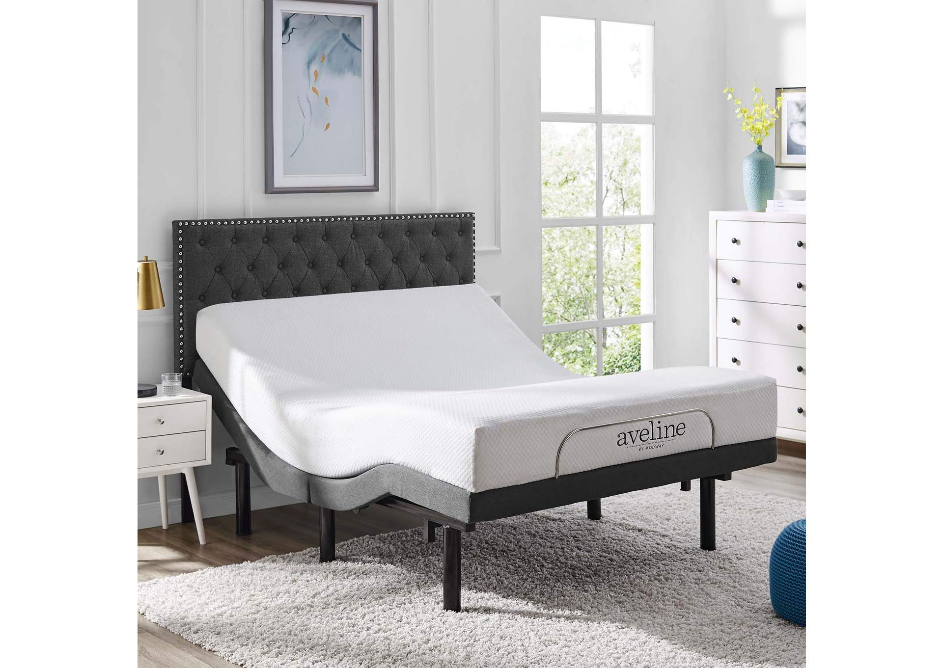 Transform Gray Adjustable Queen Wireless Remote Bed Base,Modway