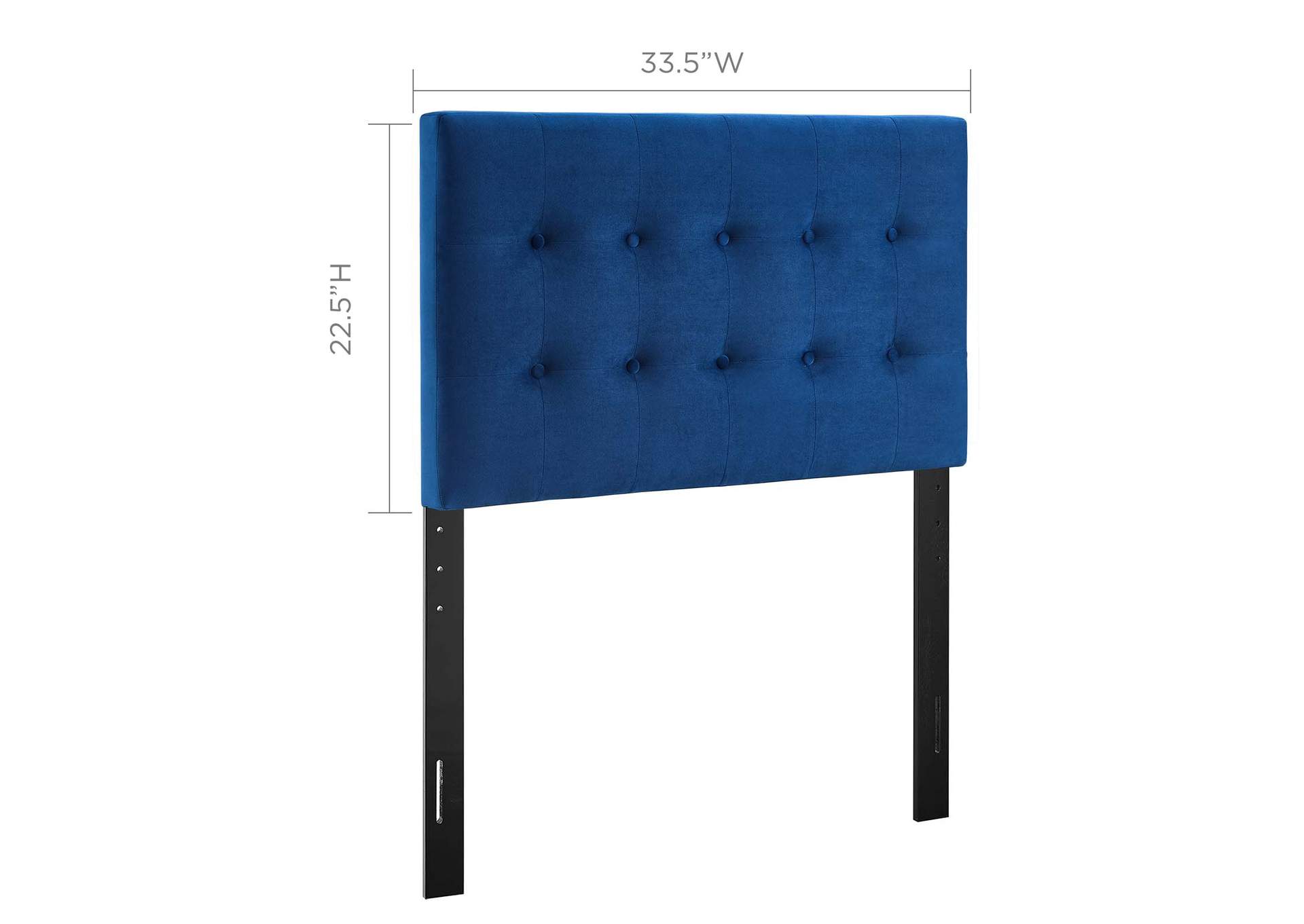 Emily Navy Twin Biscuit Tufted Performance Velvet Headboard,Modway