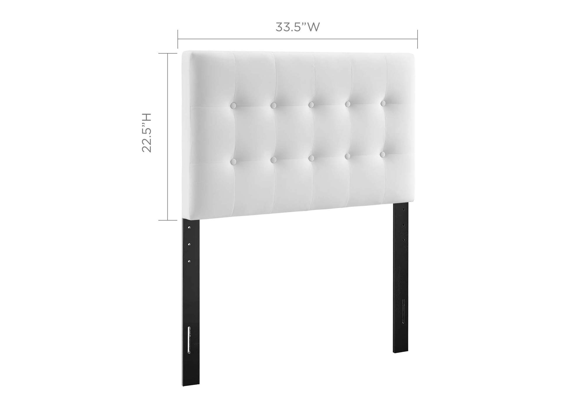 Emily White Twin Biscuit Tufted Performance Velvet Headboard,Modway