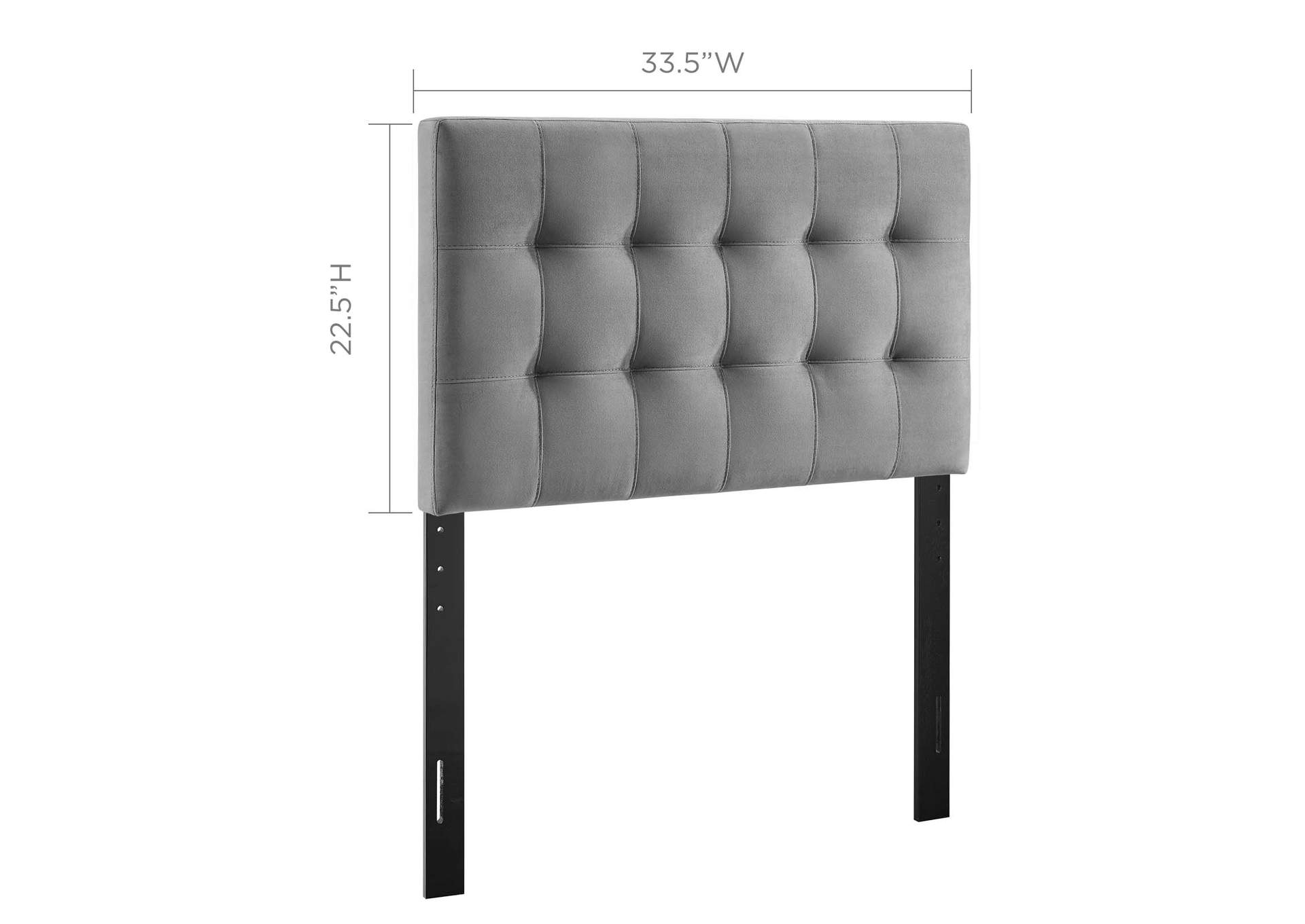 Lily Gray Biscuit Tufted Twin Performance Velvet Headboard,Modway