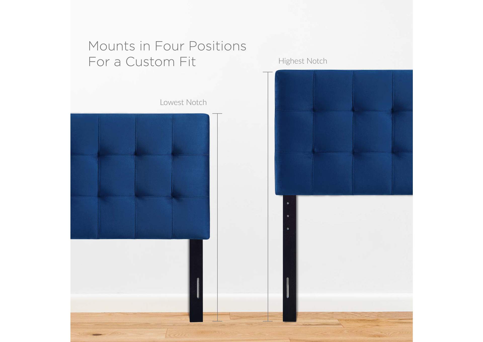 Lily Navy Biscuit Tufted Twin Performance Velvet Headboard,Modway