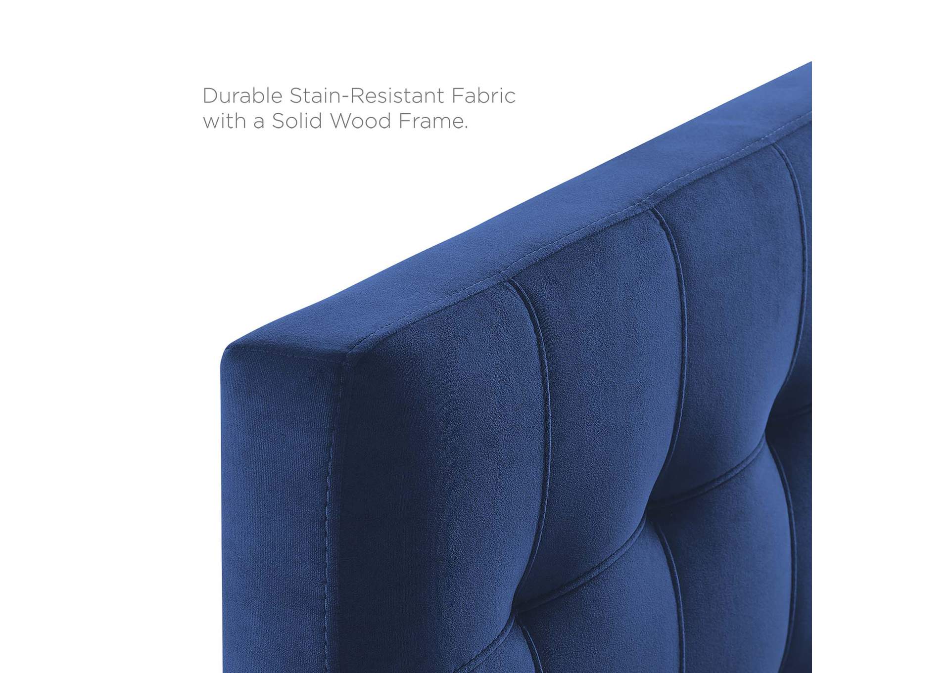 Lily Navy Biscuit Tufted Twin Performance Velvet Headboard,Modway