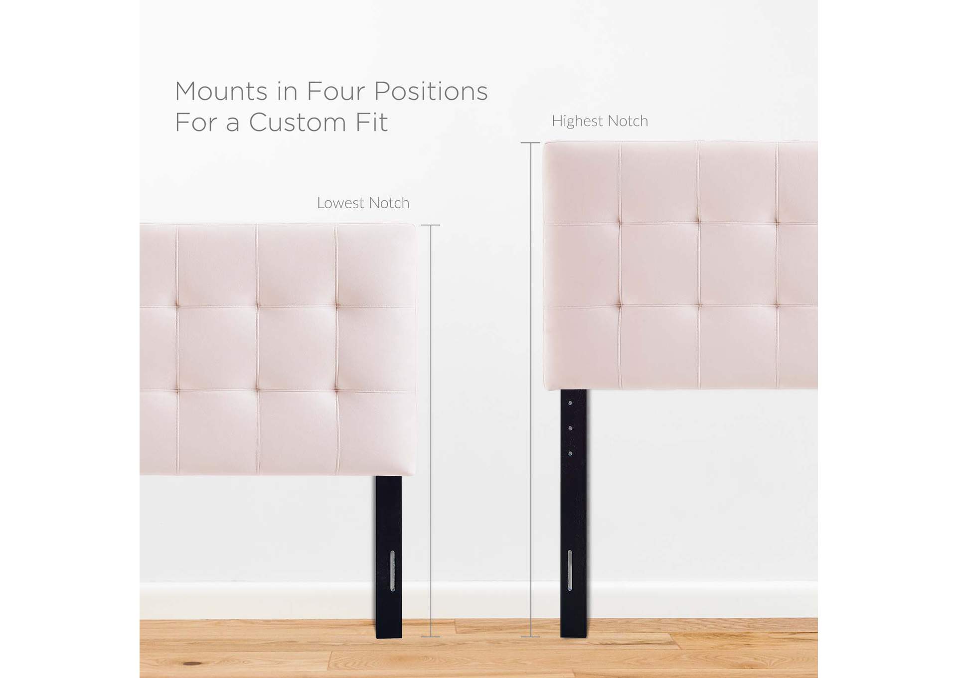 Lily Pink Biscuit Tufted Twin Performance Velvet Headboard,Modway