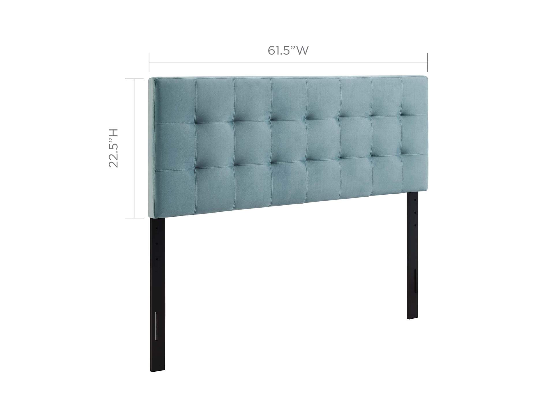 Lily Light Blue Queen Biscuit Tufted Performance Velvet Headboard,Modway