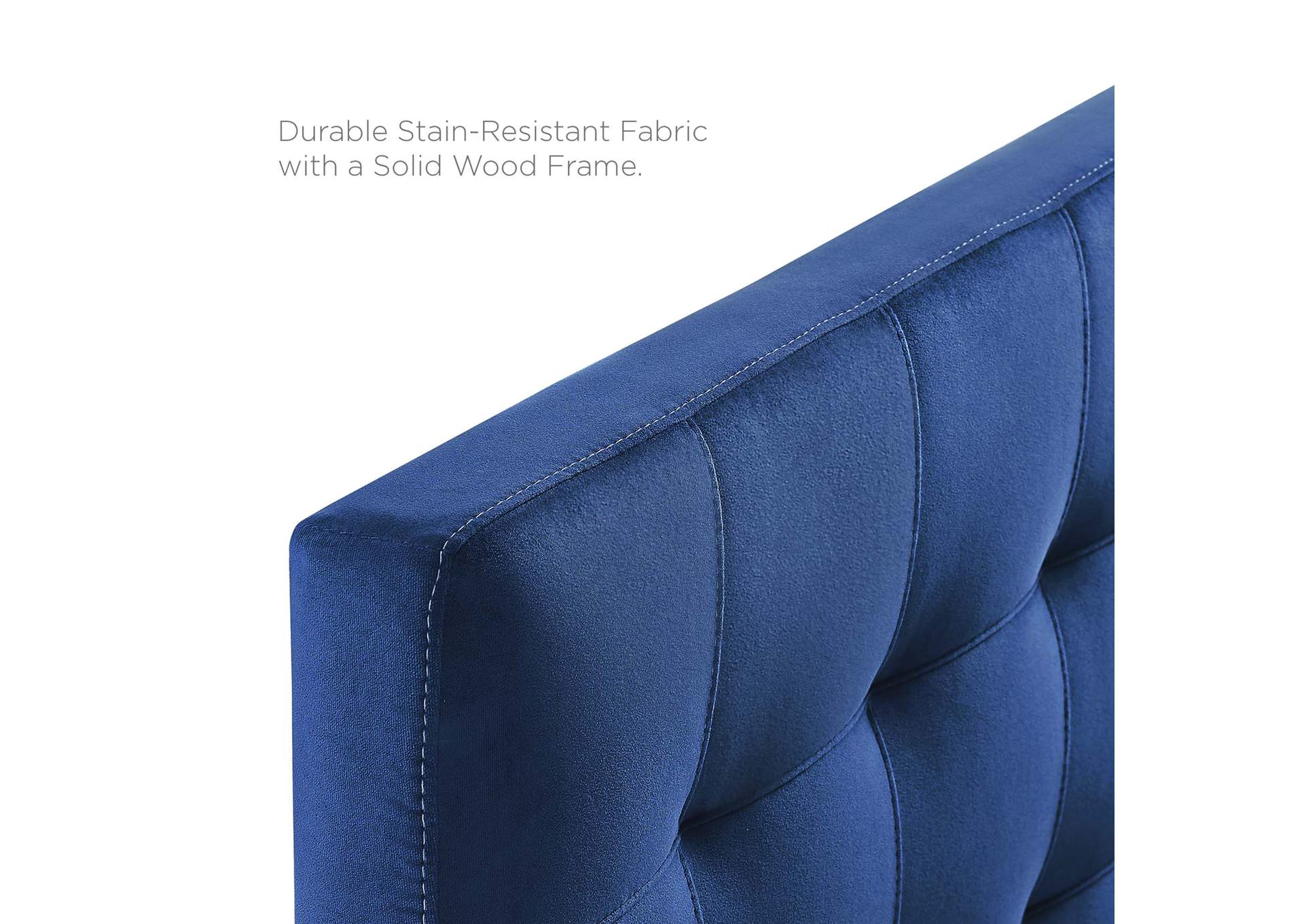 Lily Navy Queen Biscuit Tufted Performance Velvet Headboard,Modway