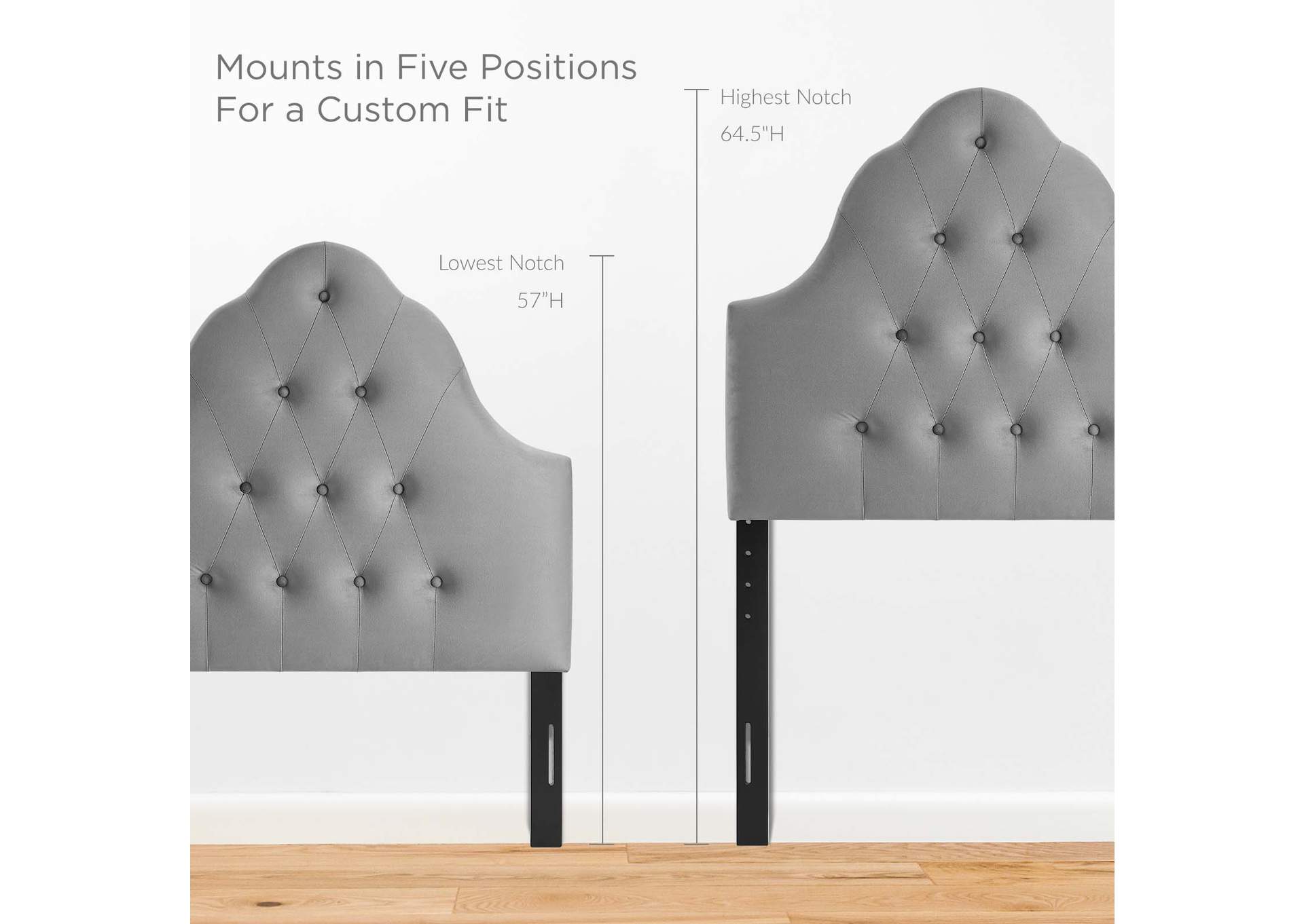 Sovereign Gray Twin Diamond Tufted Performance Velvet Headboard,Modway